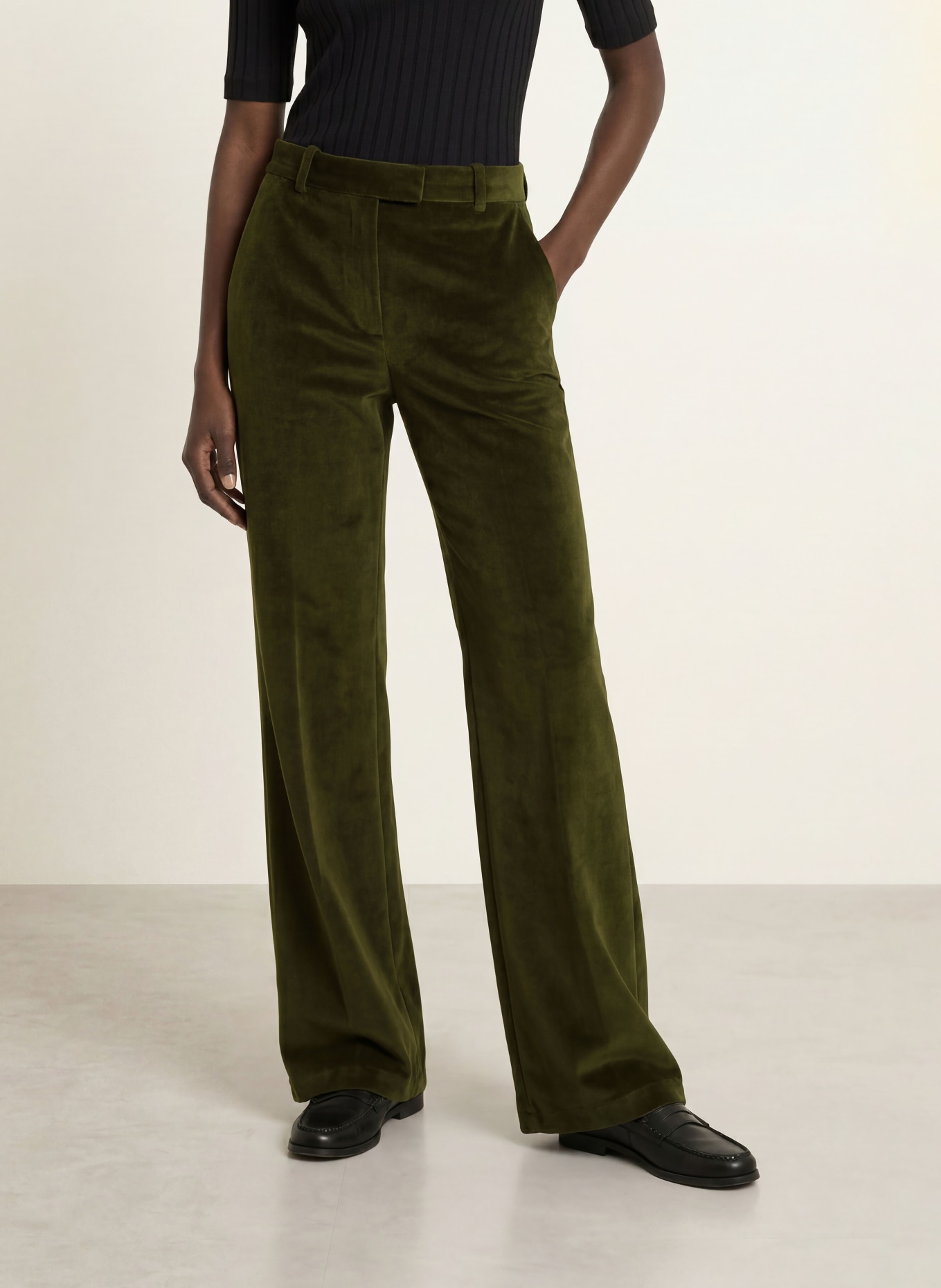 CIRCOLO 1901 Velvet wide-leg trousers: DARK GREEN