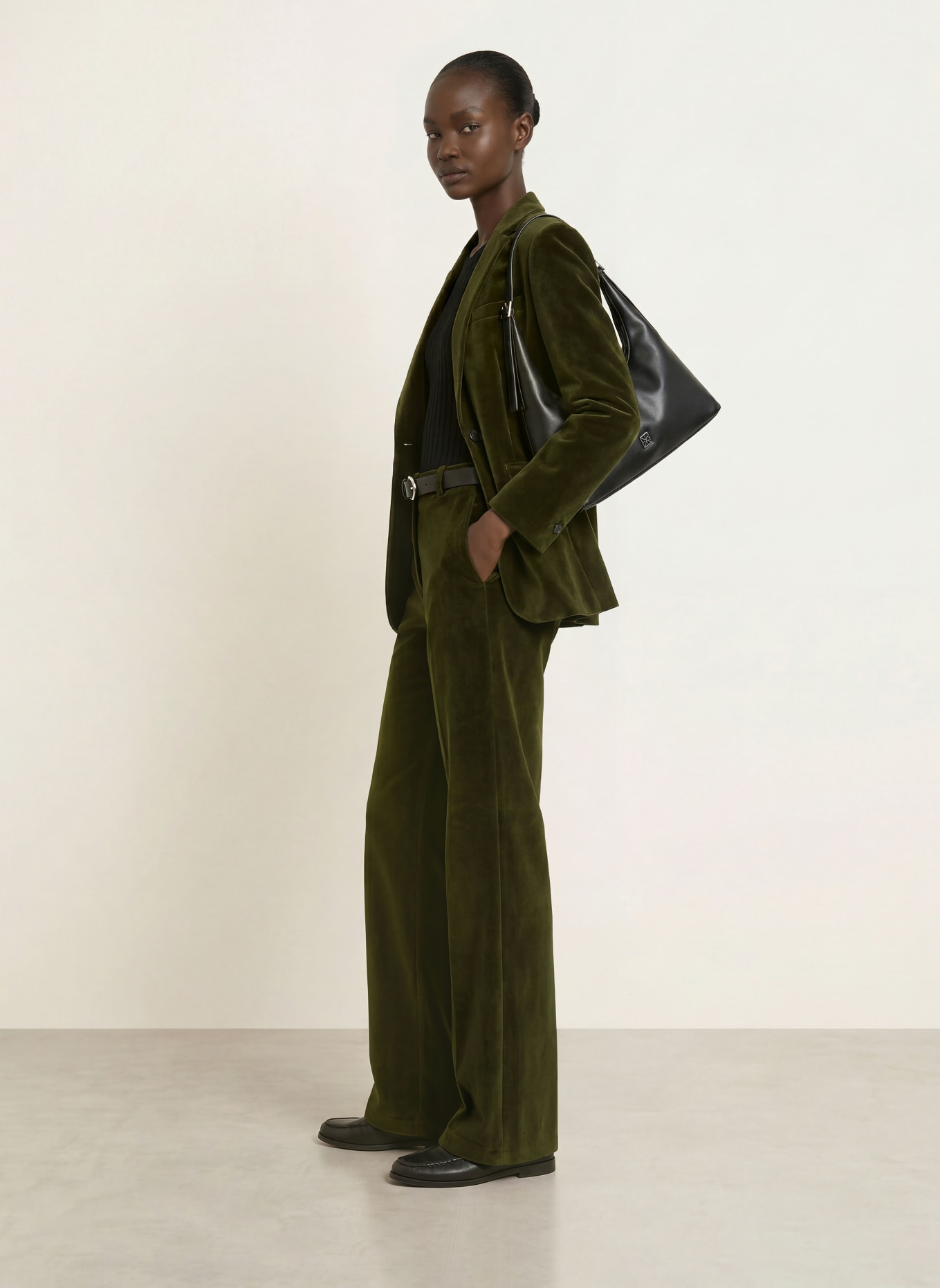 CIRCOLO 1901 Velvet wide-leg trousers: DARK GREEN