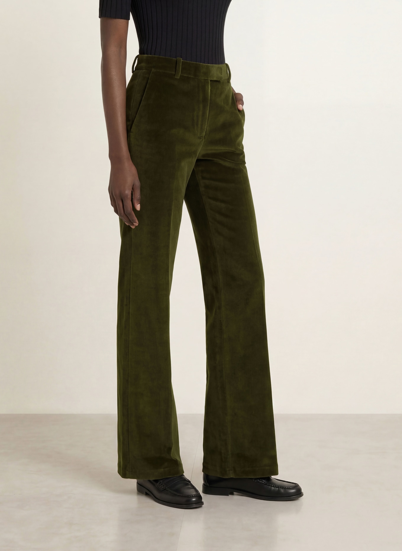 CIRCOLO 1901 Velvet wide-leg trousers: DARK GREEN