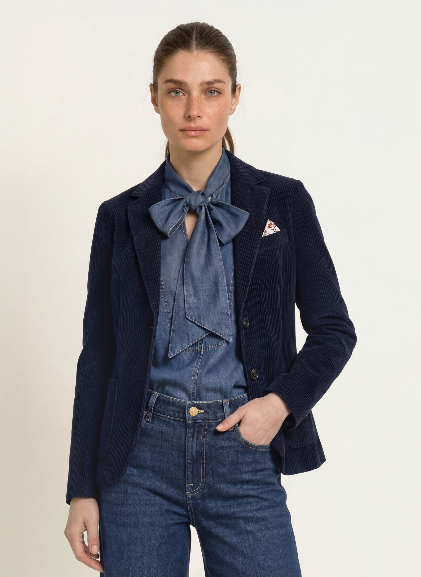 CIRCOLO 1901 Corduroy blazer: DARK BLUE