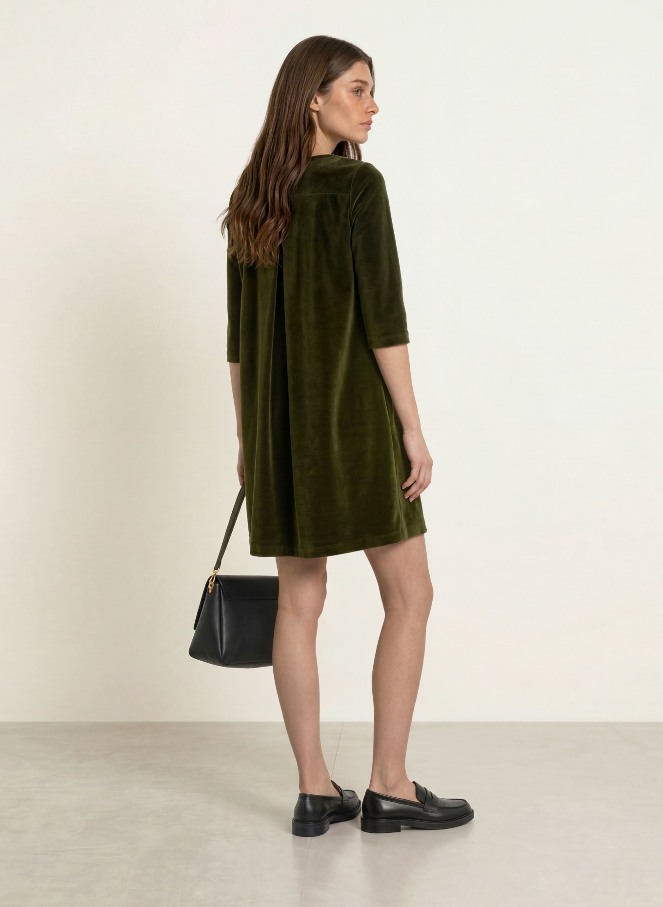 CIRCOLO 1901 Velvet dress with 3/4 sleeves: DARK GREEN