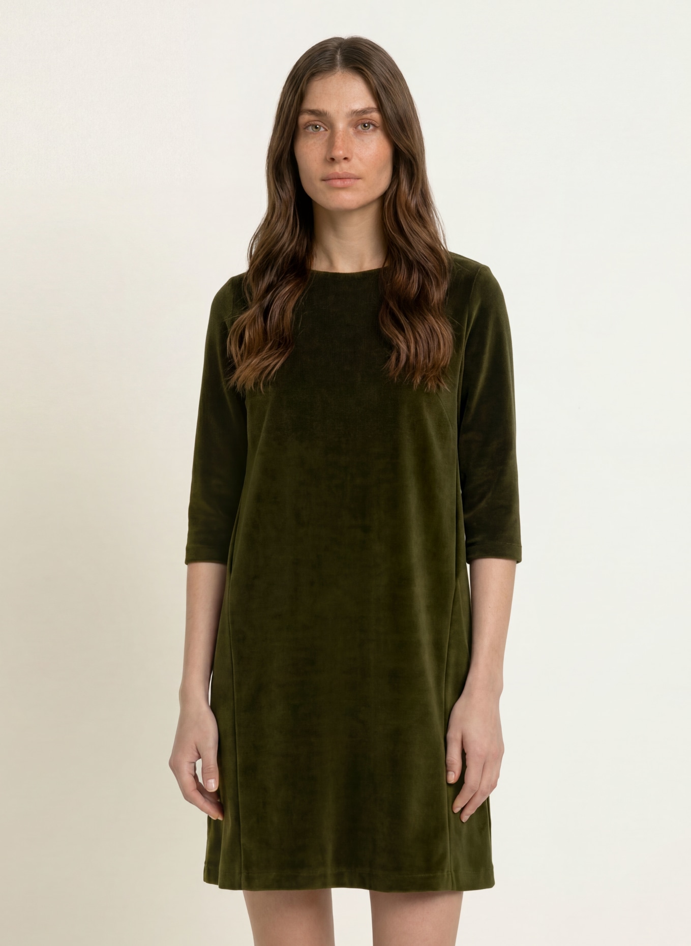 CIRCOLO 1901 Velvet dress with 3/4 sleeves: DARK GREEN