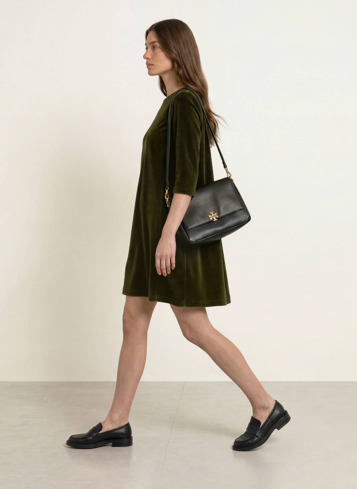CIRCOLO 1901 Velvet dress with 3/4 sleeves: DARK GREEN