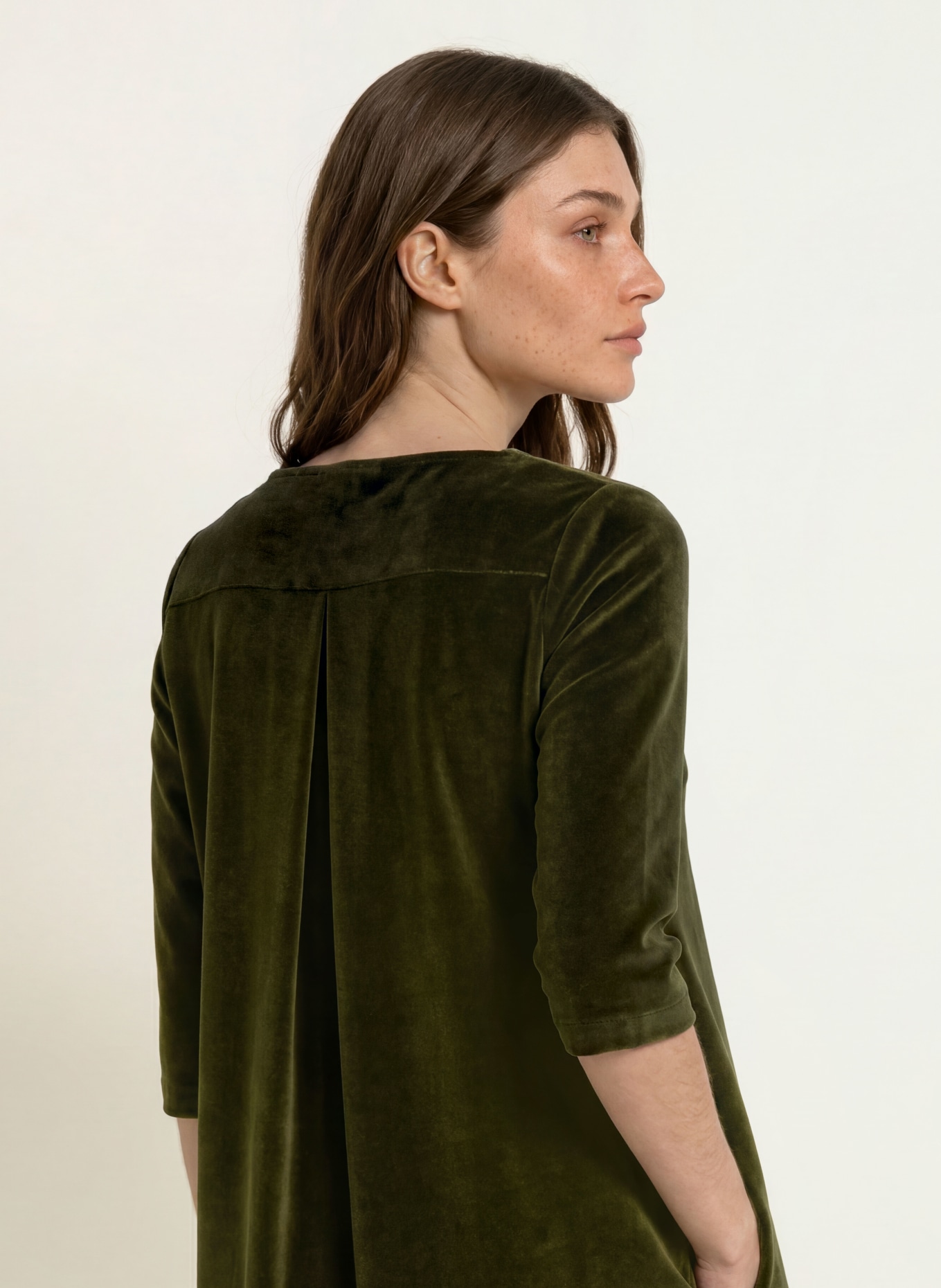 CIRCOLO 1901 Velvet dress with 3/4 sleeves: DARK GREEN