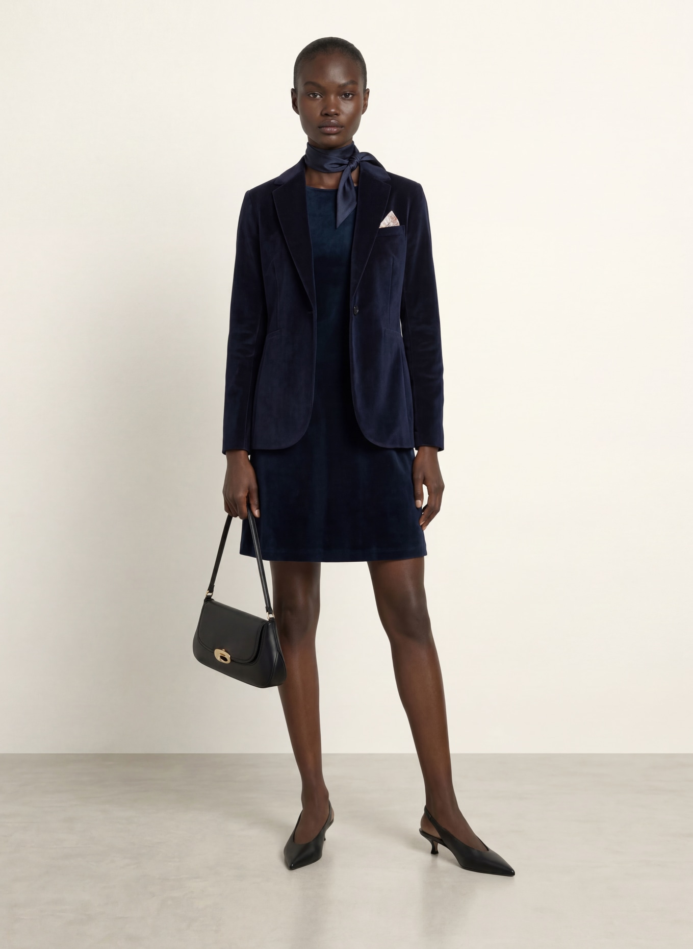CIRCOLO 1901 Velvet dress with 3/4 sleeves: DARK BLUE