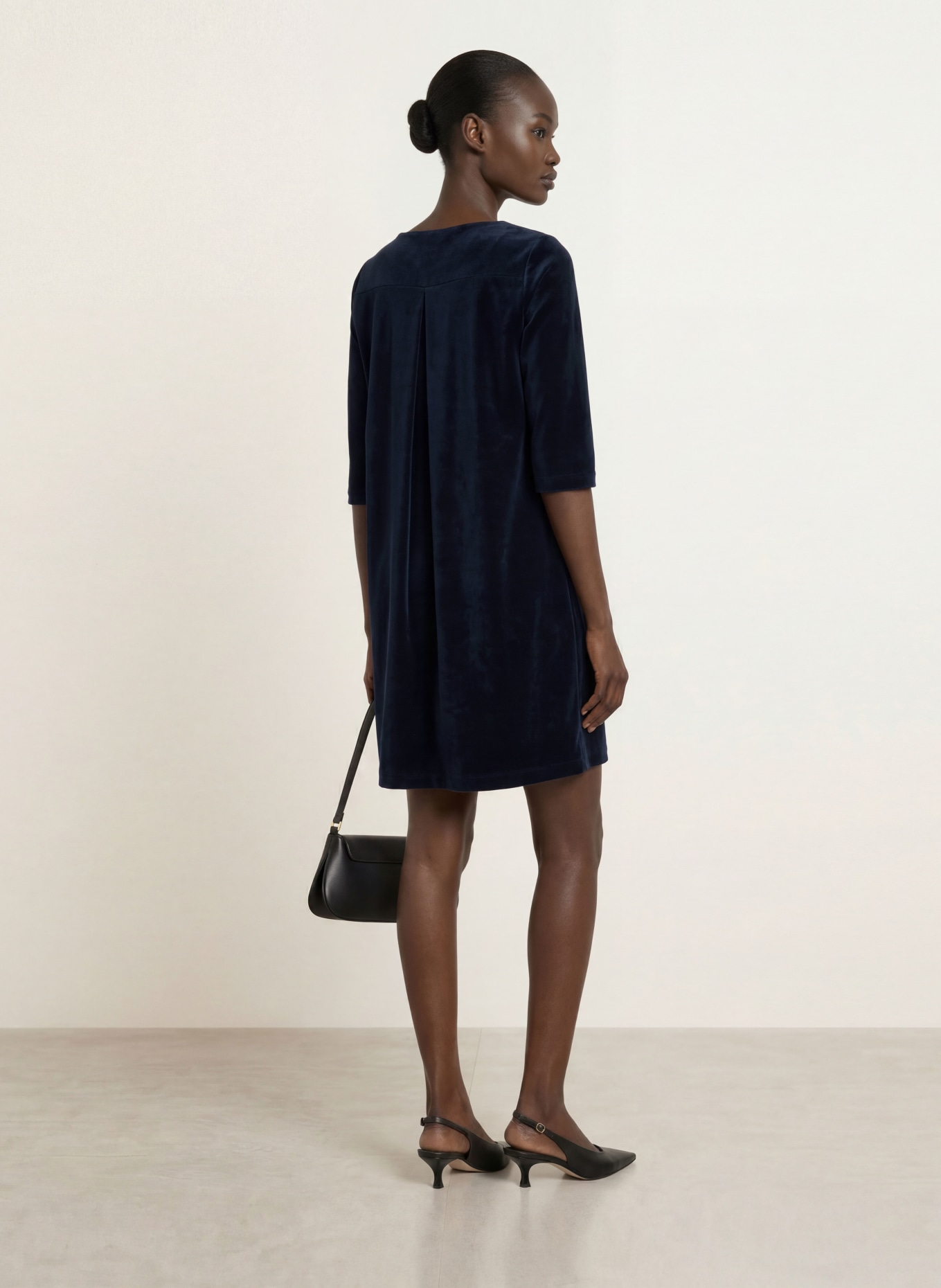 CIRCOLO 1901 Velvet dress with 3/4 sleeves: DARK BLUE