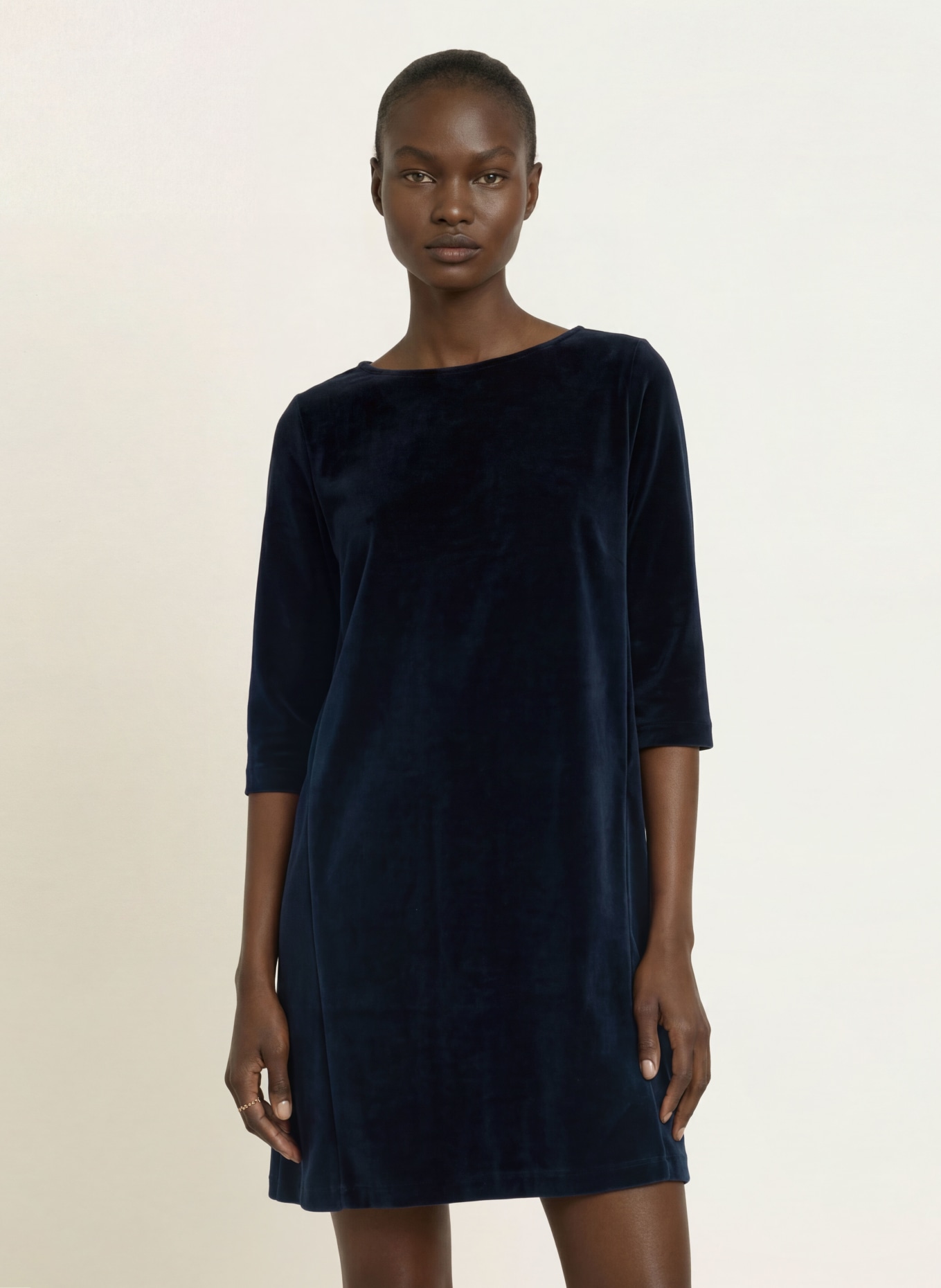 CIRCOLO 1901 Velvet dress with 3/4 sleeves: DARK BLUE