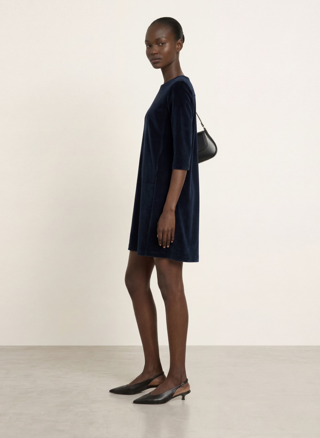 CIRCOLO 1901 Velvet dress with 3/4 sleeves: DARK BLUE