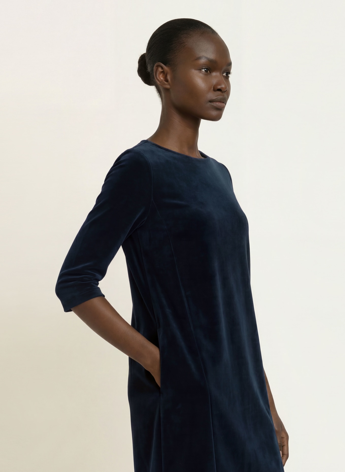 CIRCOLO 1901 Velvet dress with 3/4 sleeves: DARK BLUE