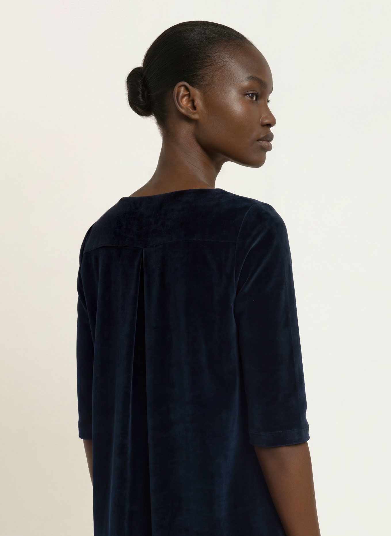 CIRCOLO 1901 Velvet dress with 3/4 sleeves: DARK BLUE
