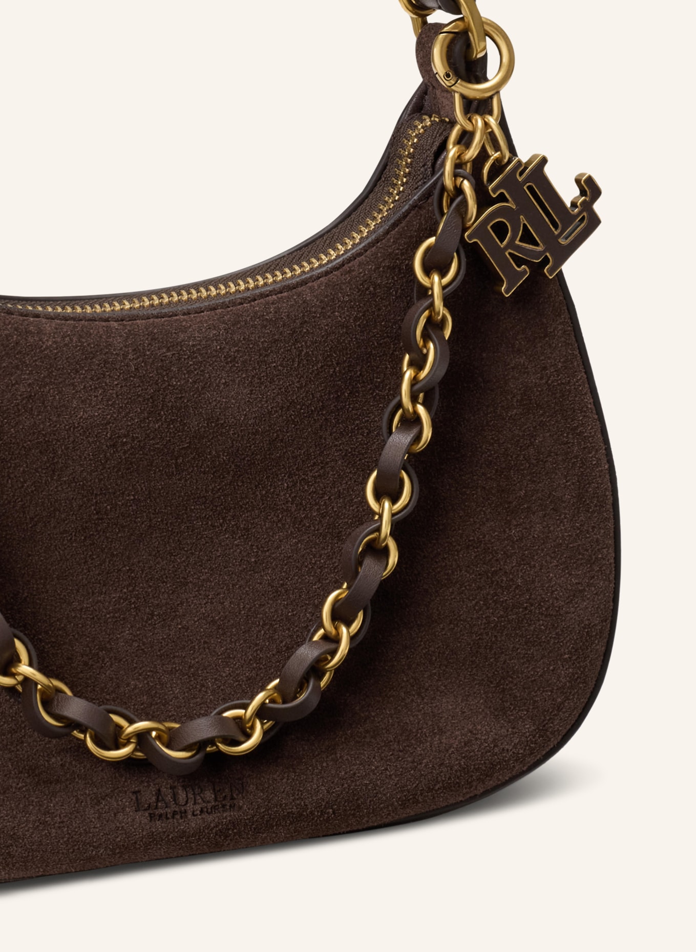LAUREN RALPH LAUREN Schoudertas: MARRON FONCÉ