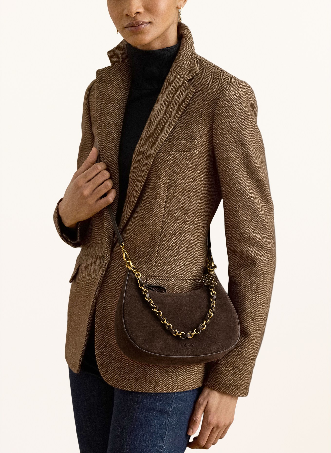 LAUREN RALPH LAUREN Schoudertas: MARRON FONCÉ
