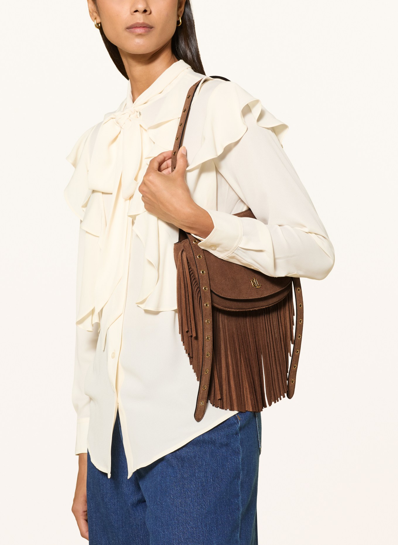 LAUREN RALPH LAUREN MARCY Crossbody Bag: BROWN / GOLD