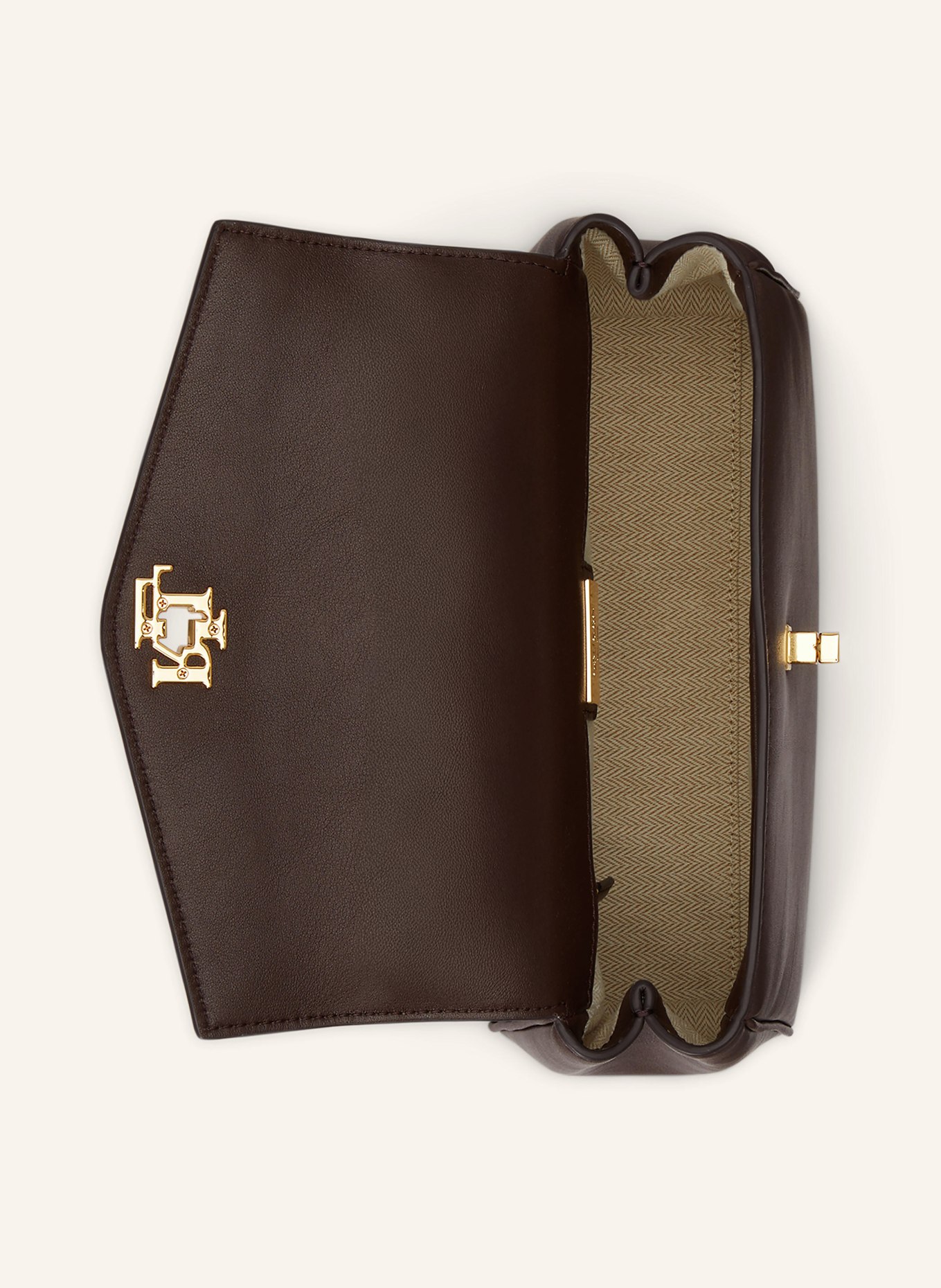 LAUREN RALPH LAUREN Umhängetasche FARRAH SMALL: DUNKELBRAUN / GOLD