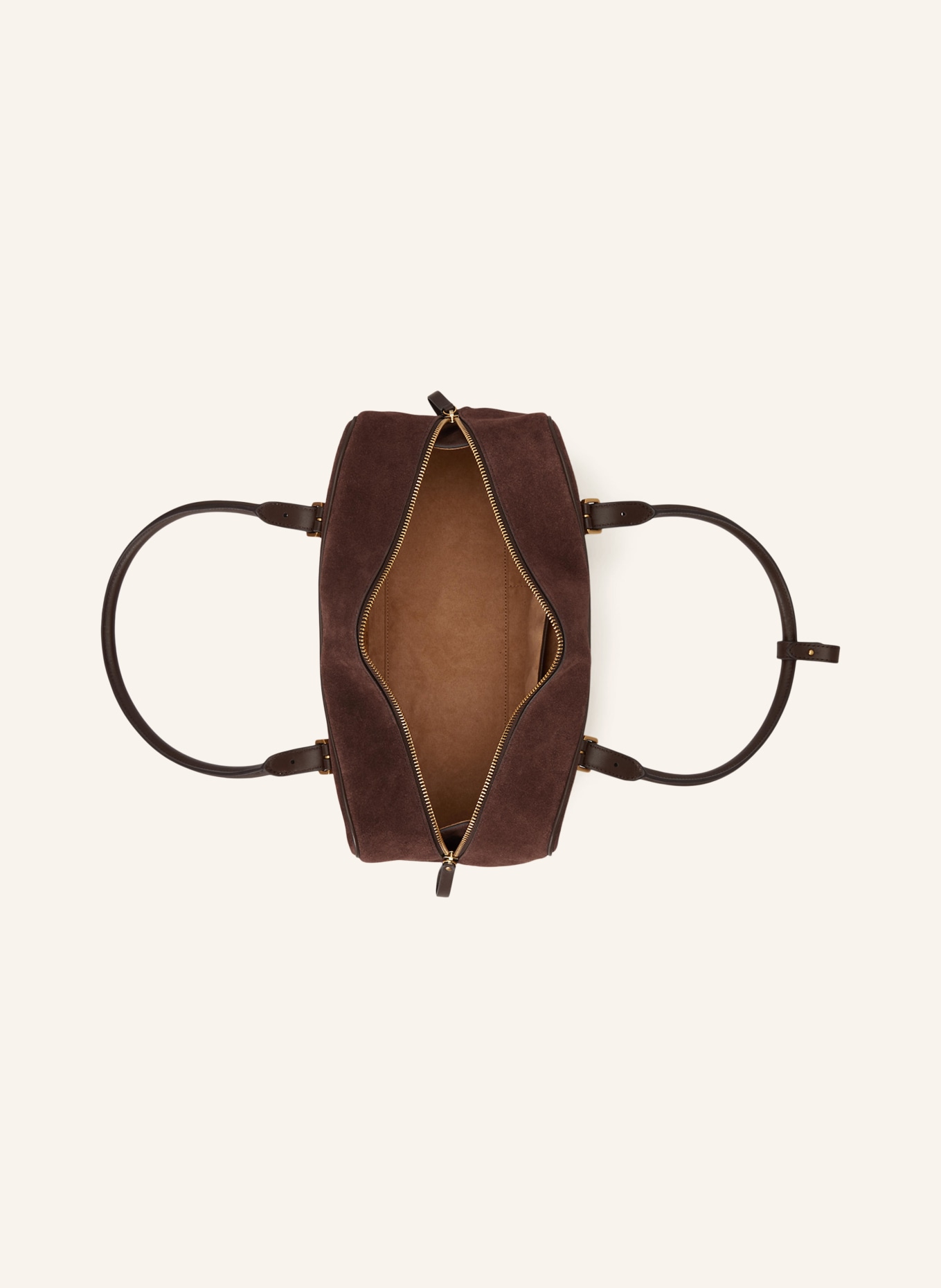 LAUREN RALPH LAUREN Schultertasche: DUNKELBRAUN / GOLD