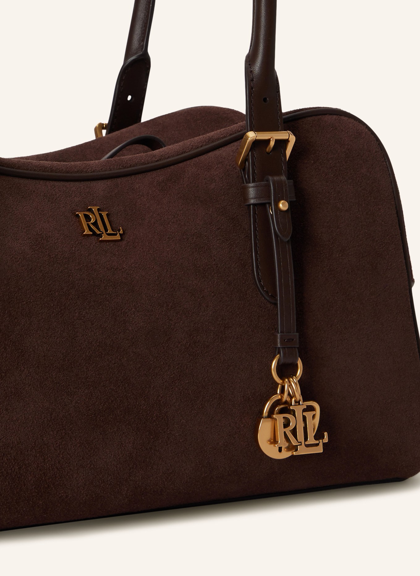 LAUREN RALPH LAUREN Schultertasche: DUNKELBRAUN / GOLD