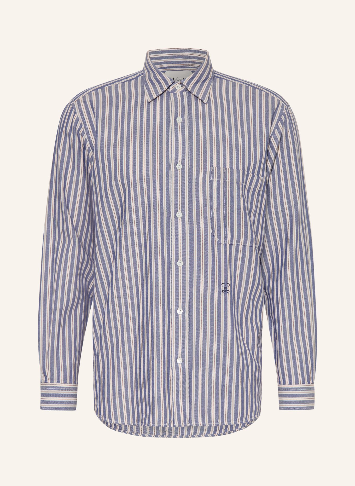 CLOSED Overhemd Comfort Fit: LICHTBLAUW / BRUIN / CRÈME