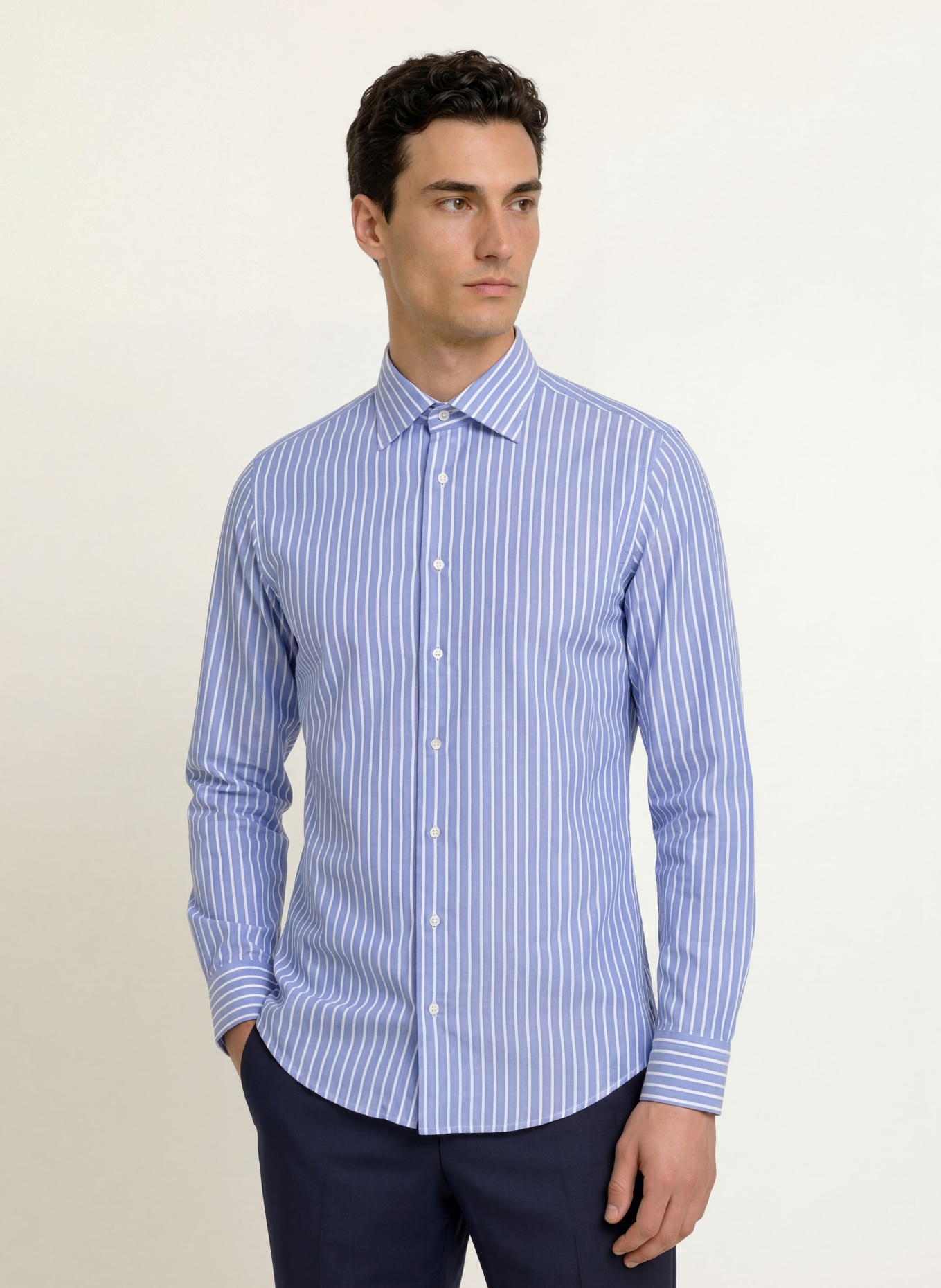 seidensticker Overhemd, slim fit: BLAUW / WIT