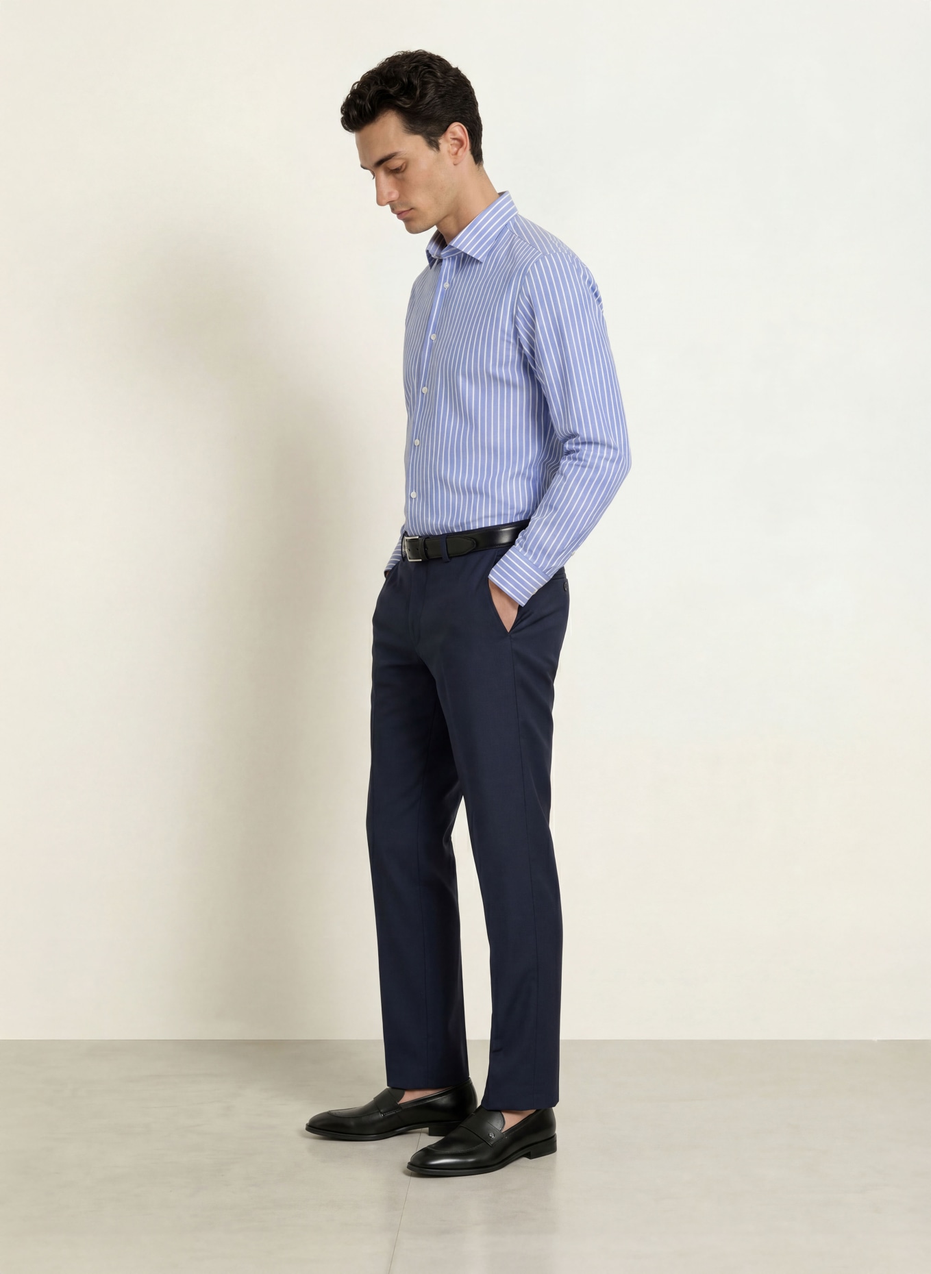 seidensticker Overhemd, slim fit: BLAUW / WIT