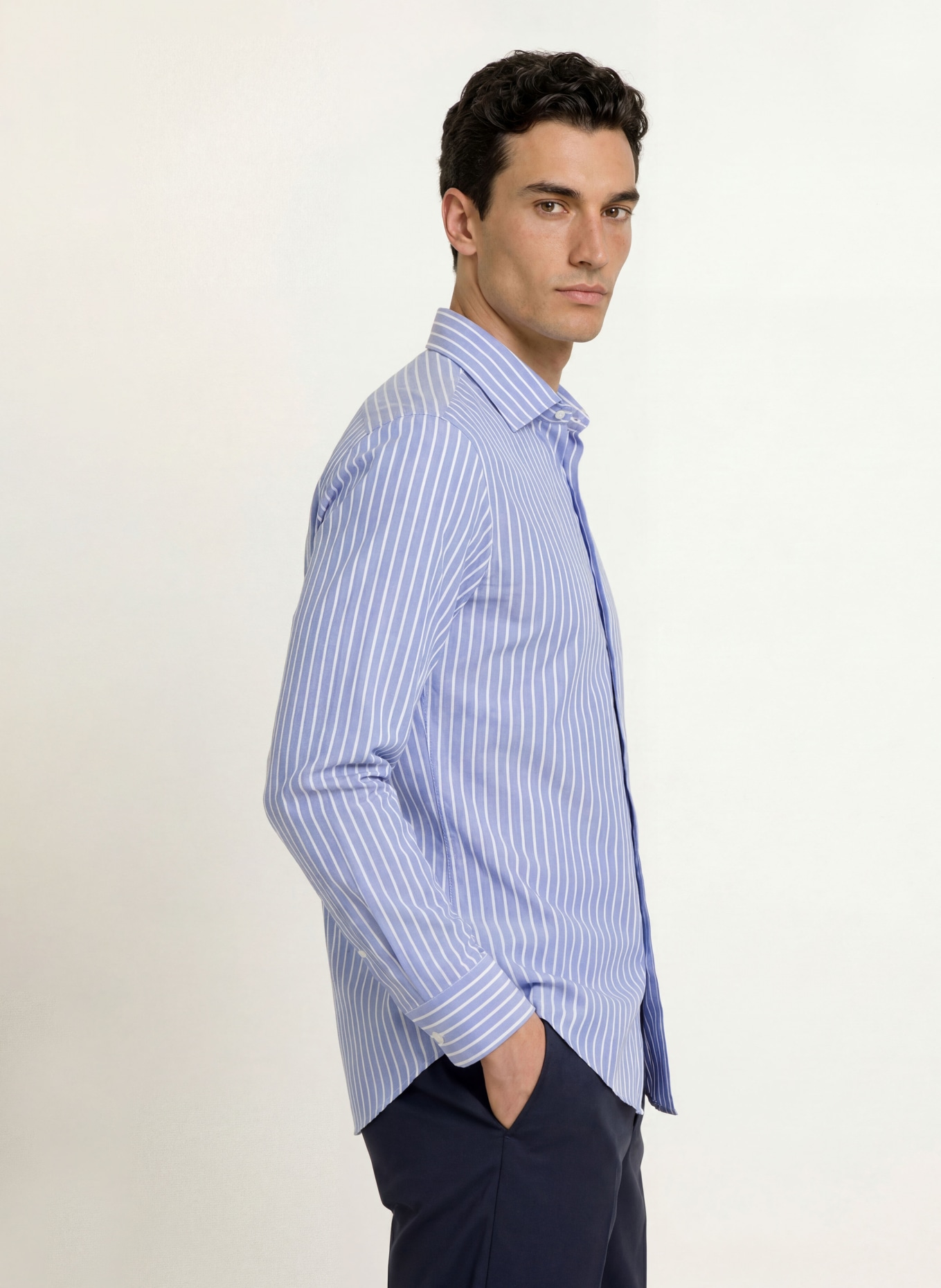 seidensticker Overhemd, slim fit: BLAUW / WIT