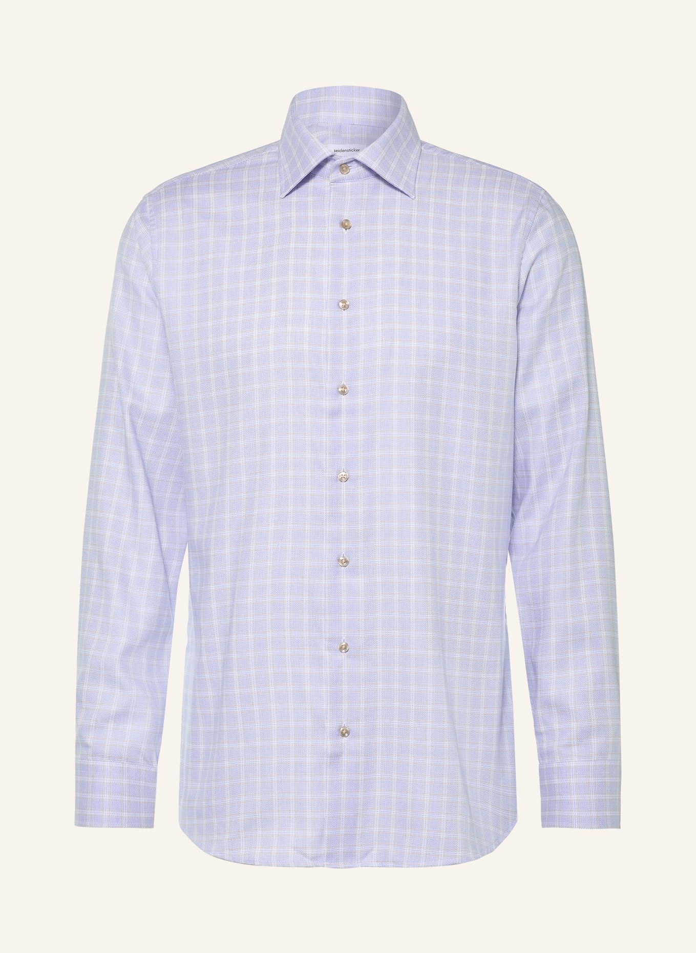 seidensticker Overhemd Shaped Fit: BEIGE / BLAUW / WIT