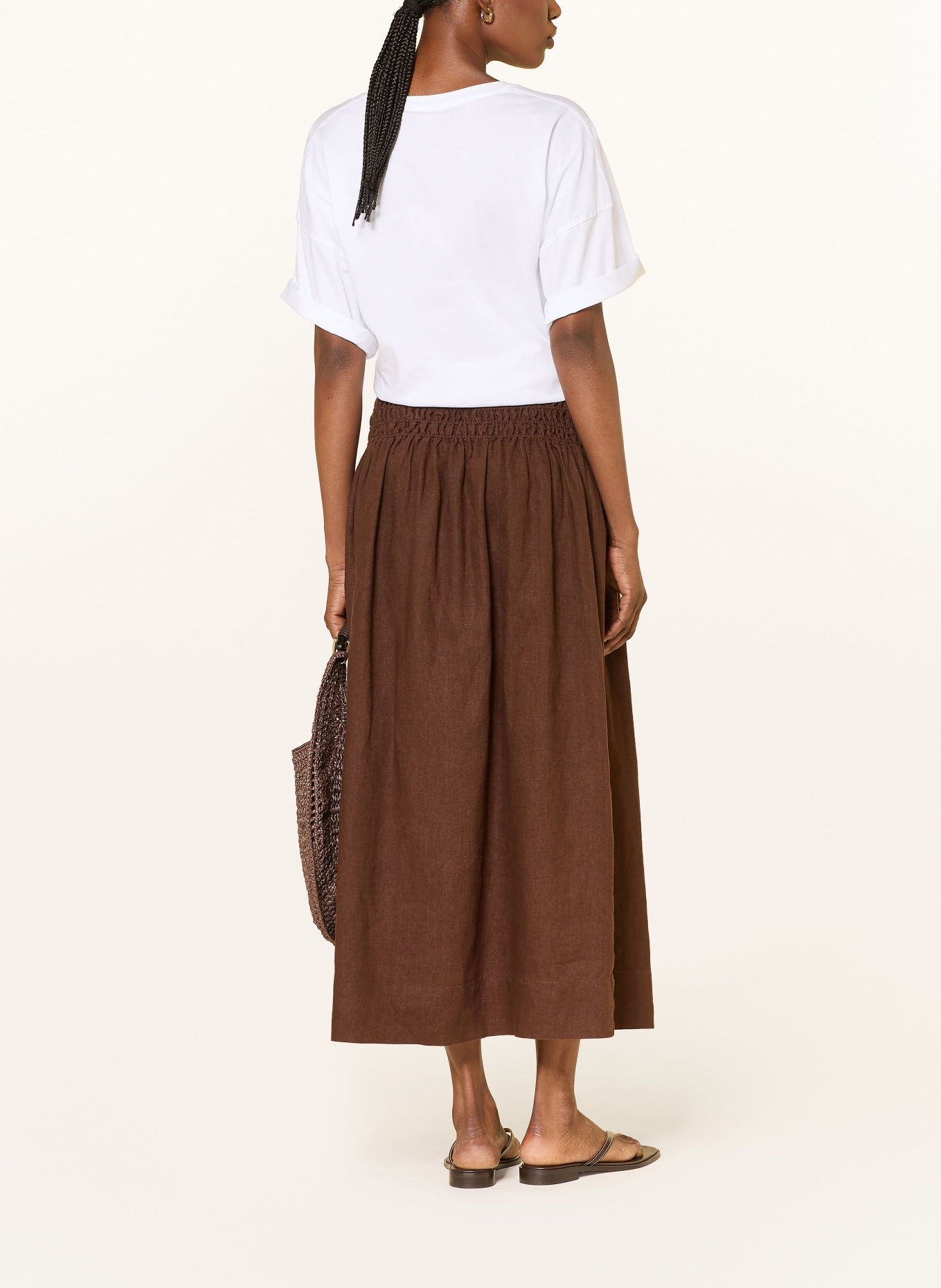 Rails ALESSA linen skirt: DARK BROWN