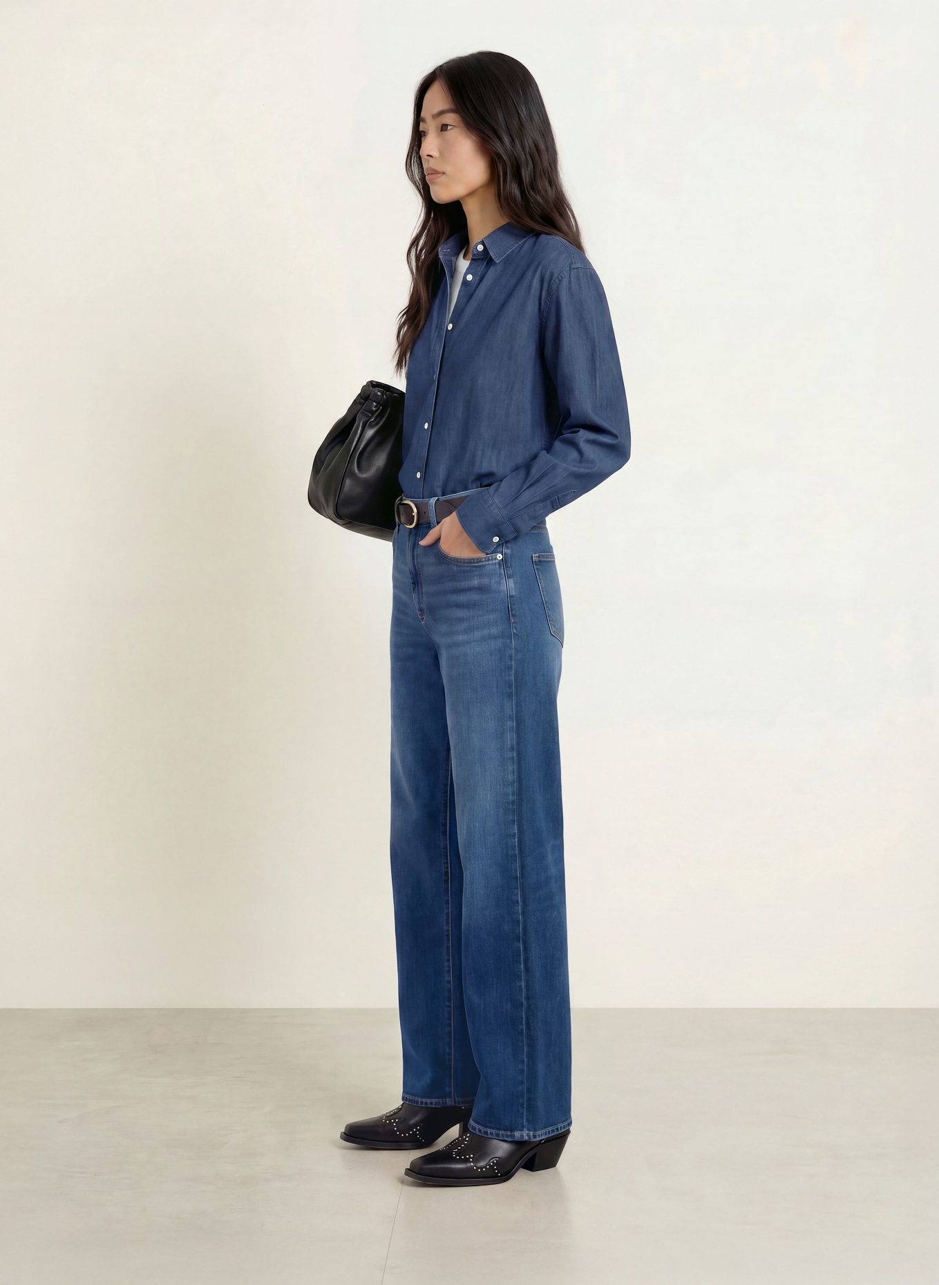 REPLAY Wide leg jeans CARY: C009 MEDIUM BLUE