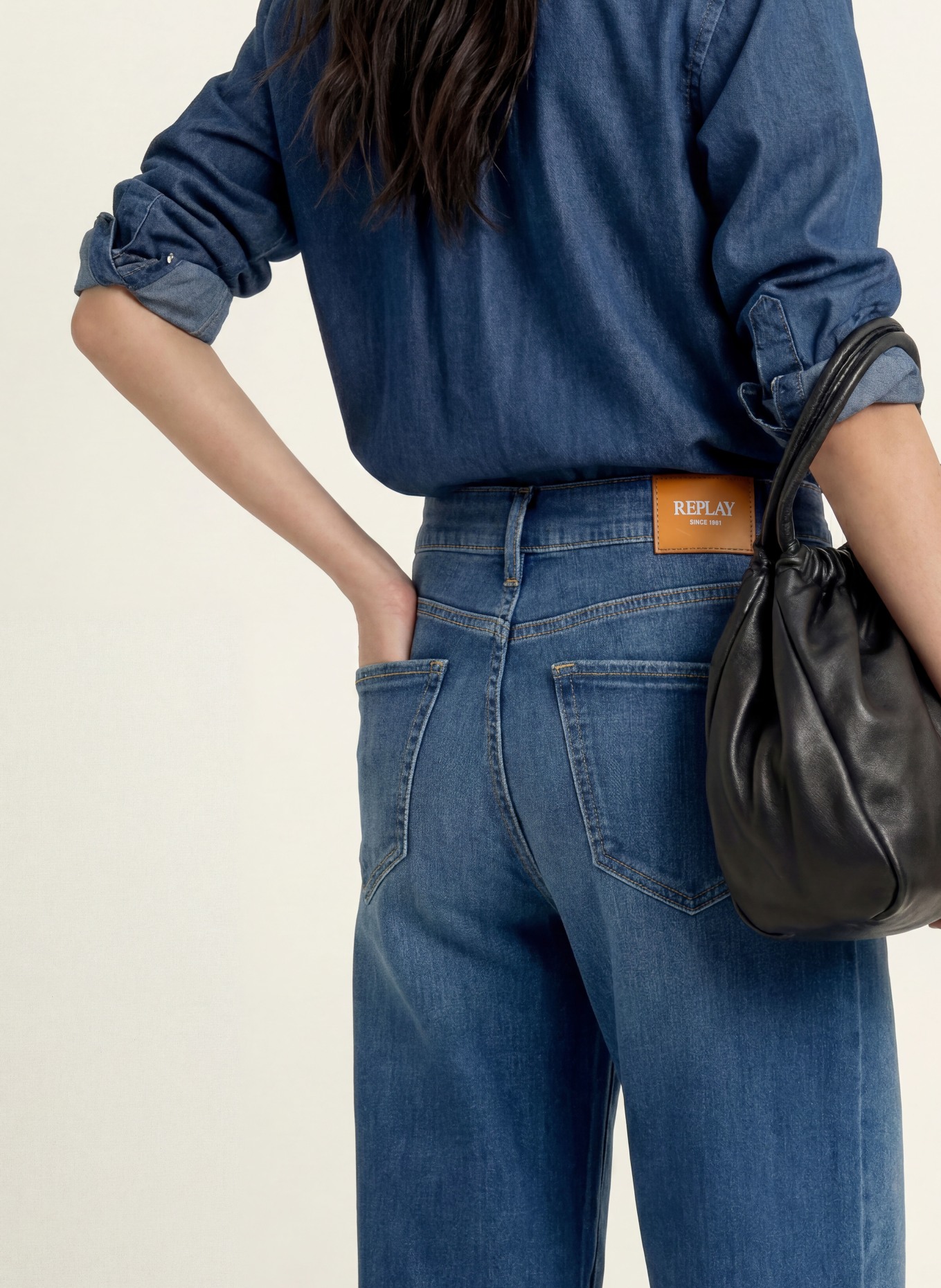 REPLAY Wide leg jeans CARY: C009 MEDIUM BLUE