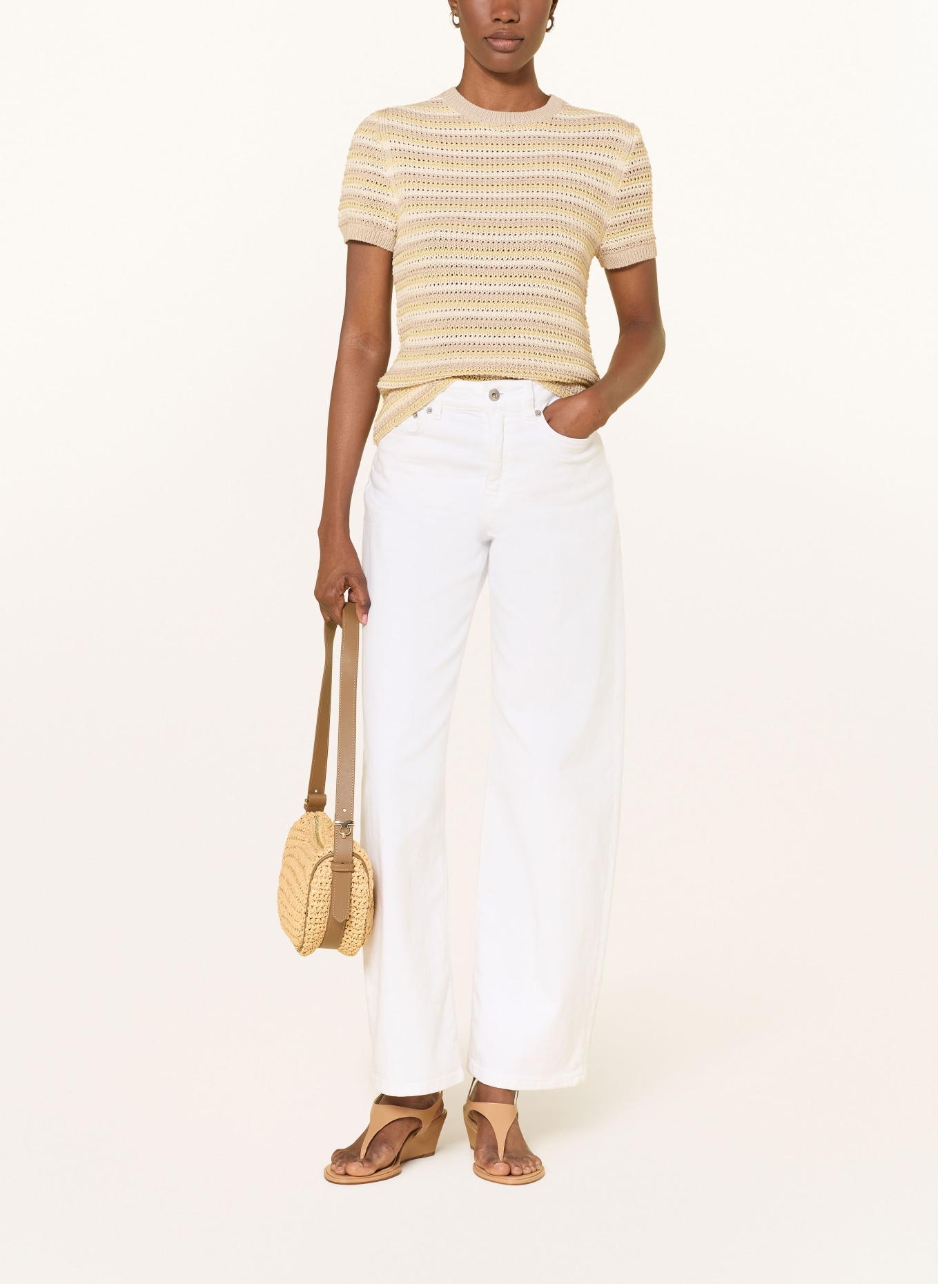 DRYKORN Strickshirt MOGLINI_2: CREME / TAUPE / HELLGRÜN
