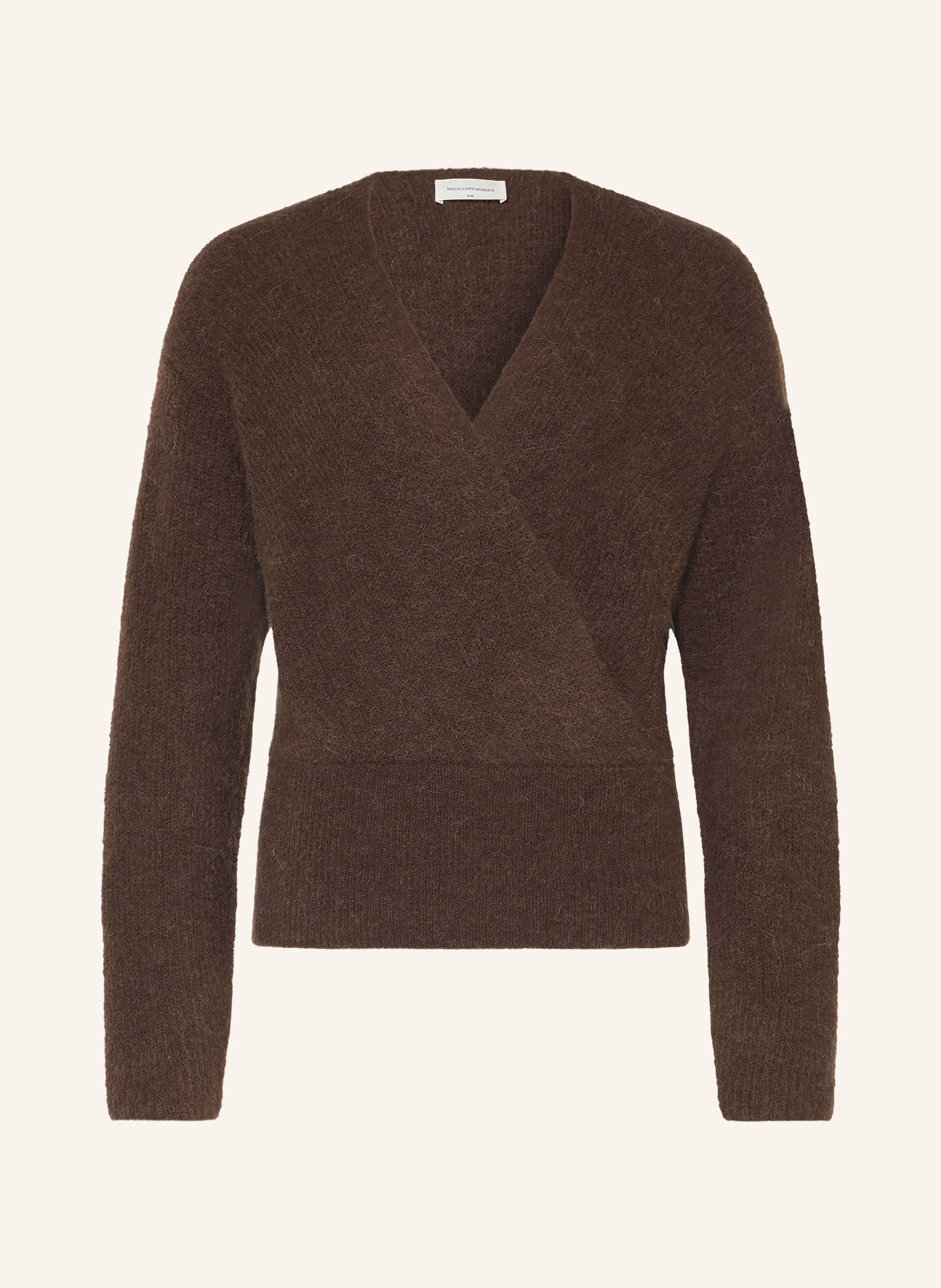 MSCH COPENHAGEN Trui MSCHBONDIE HOPE met wikkel-look: MARRON FONCÉ