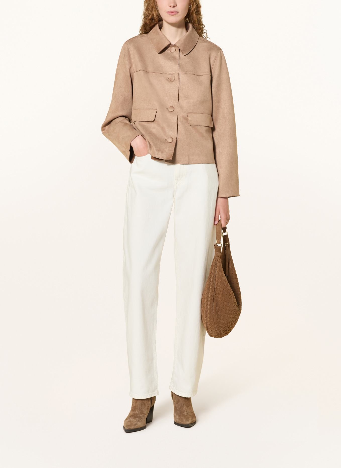CARTOON Kastenjacke in Lederoptik: BEIGE