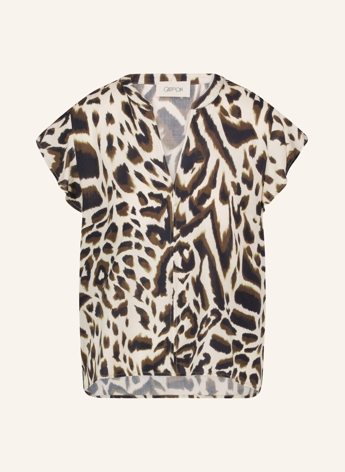 CARTOON Blusenshirt mit Volants: BRAUN / CREME / SCHWARZ
