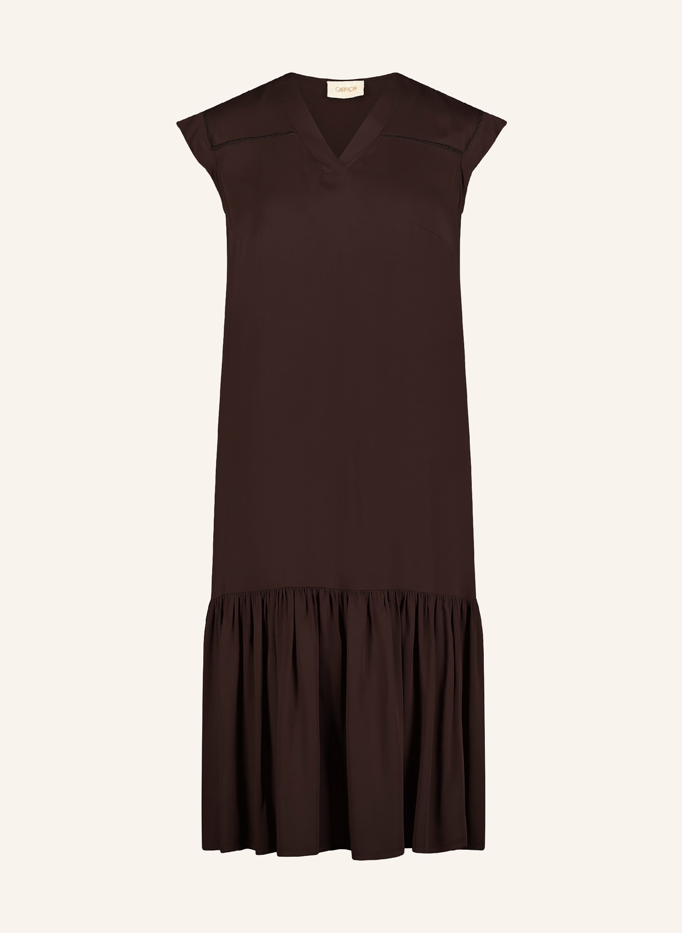 CARTOON Dress with lace and flounces: DARK BROWN