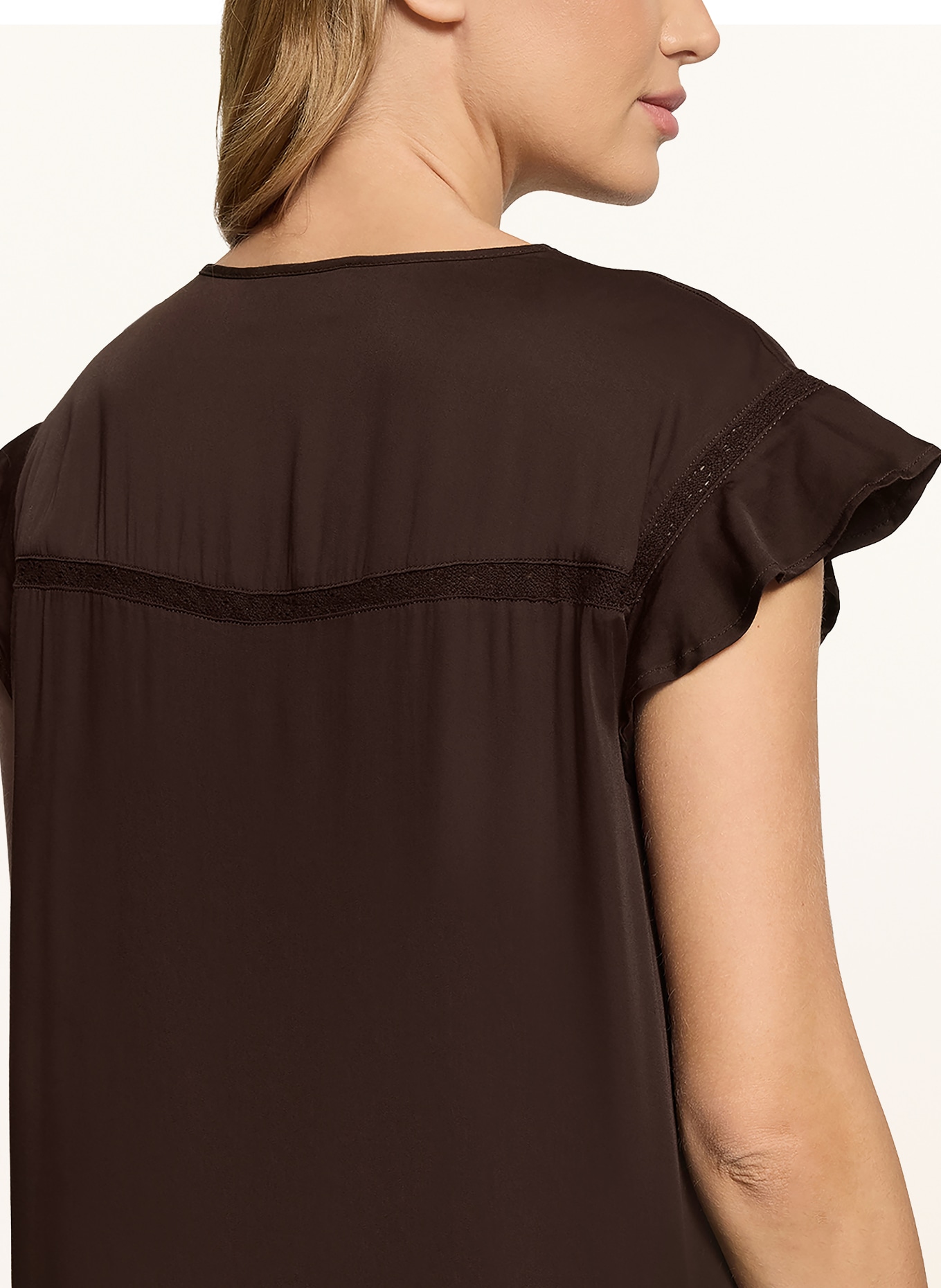 CARTOON Dress with lace and flounces: DARK BROWN
