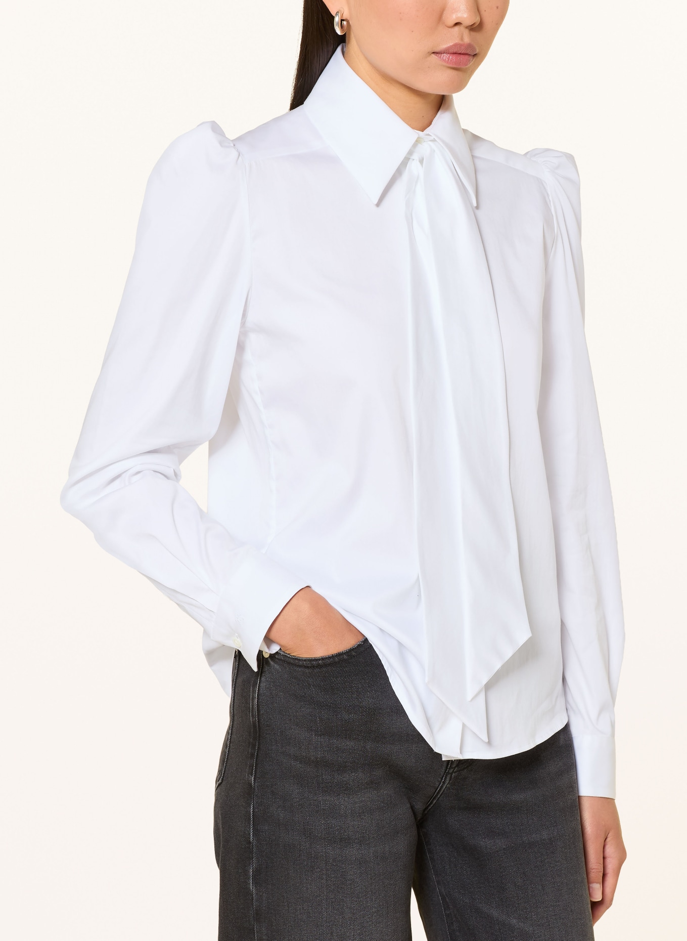van Laack Hemdbluse VL-LIVIA-XX mit abnehmbarer Schluppe: WEISS