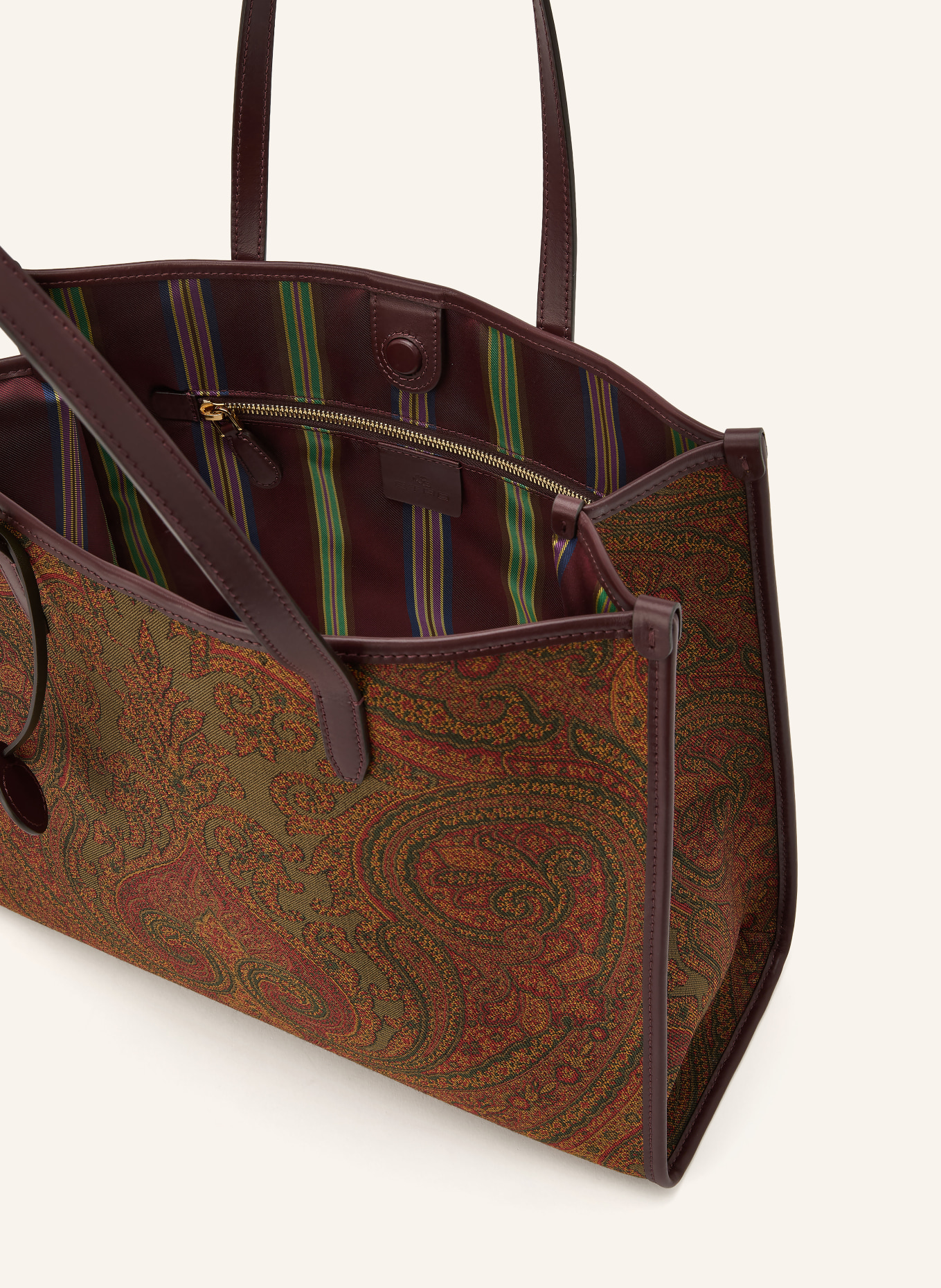 ETRO Shopper: OLIV / DUNKELBRAUN / DUNKELROT