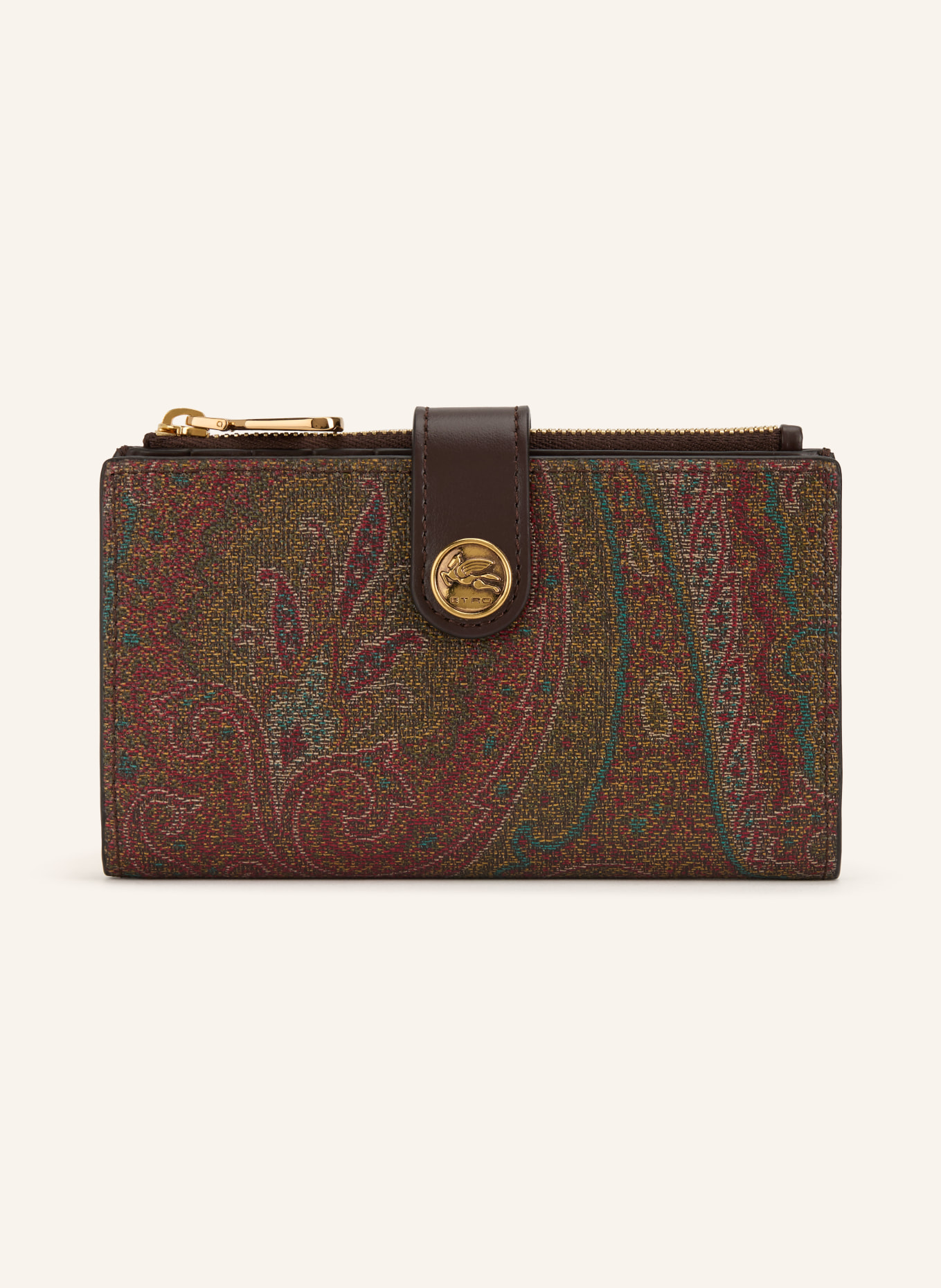 ETRO Geldbörse: DUNKELBRAUN / GOLD / ROT
