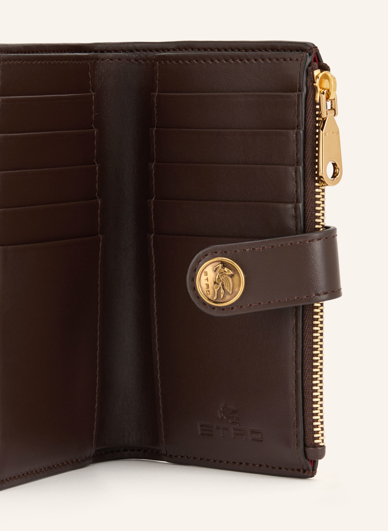 ETRO Geldbörse: DUNKELBRAUN / GOLD / ROT