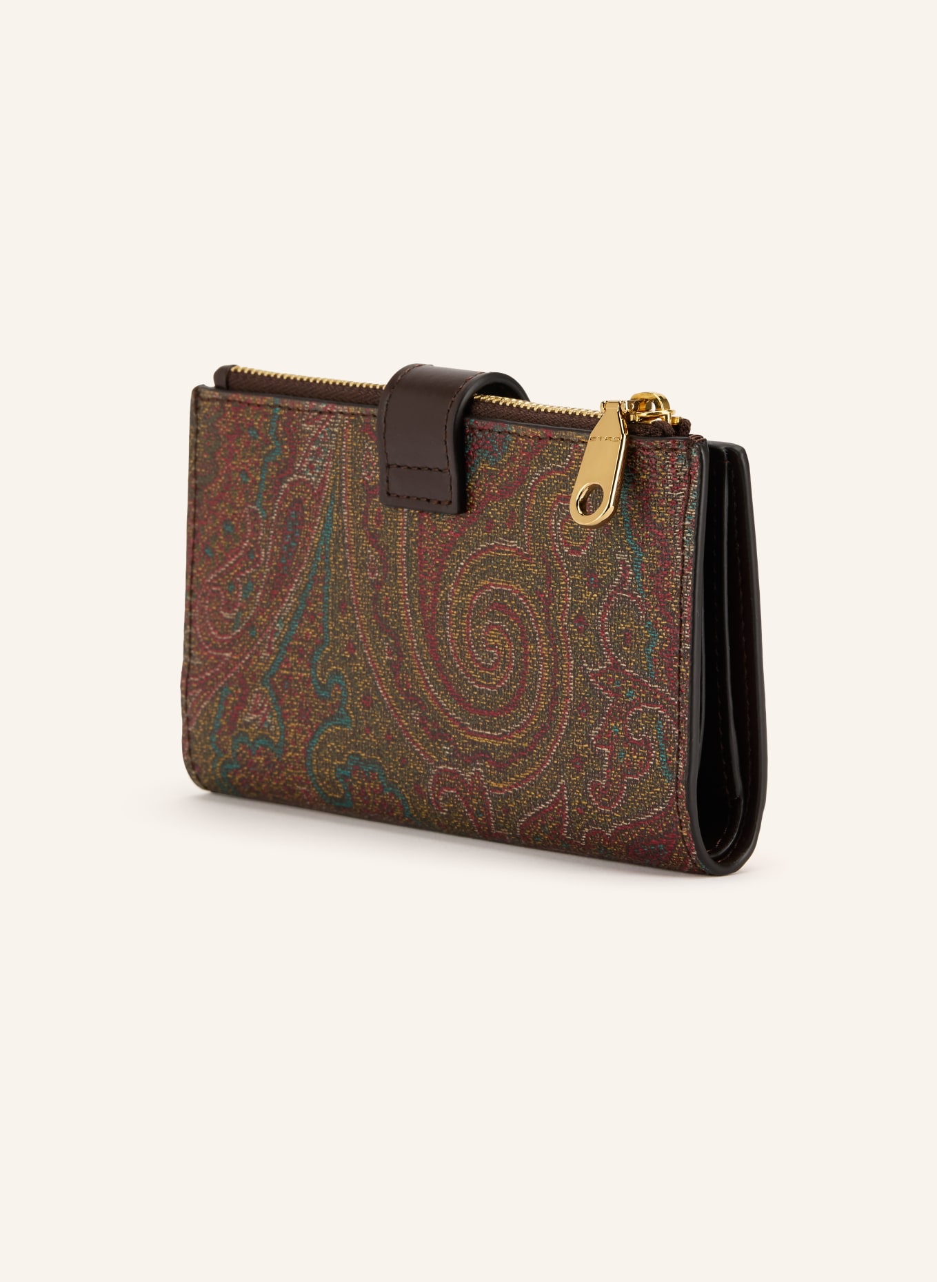 ETRO Geldbörse: DUNKELBRAUN / GOLD / ROT