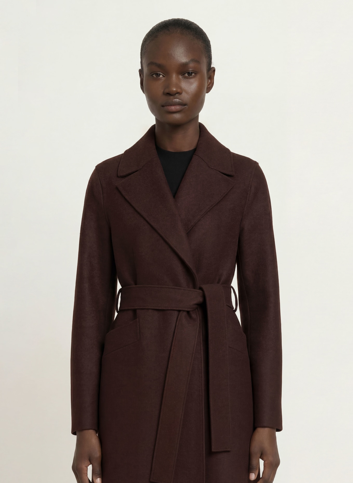 HARRIS WHARF LONDON Wool coat: DARK BROWN