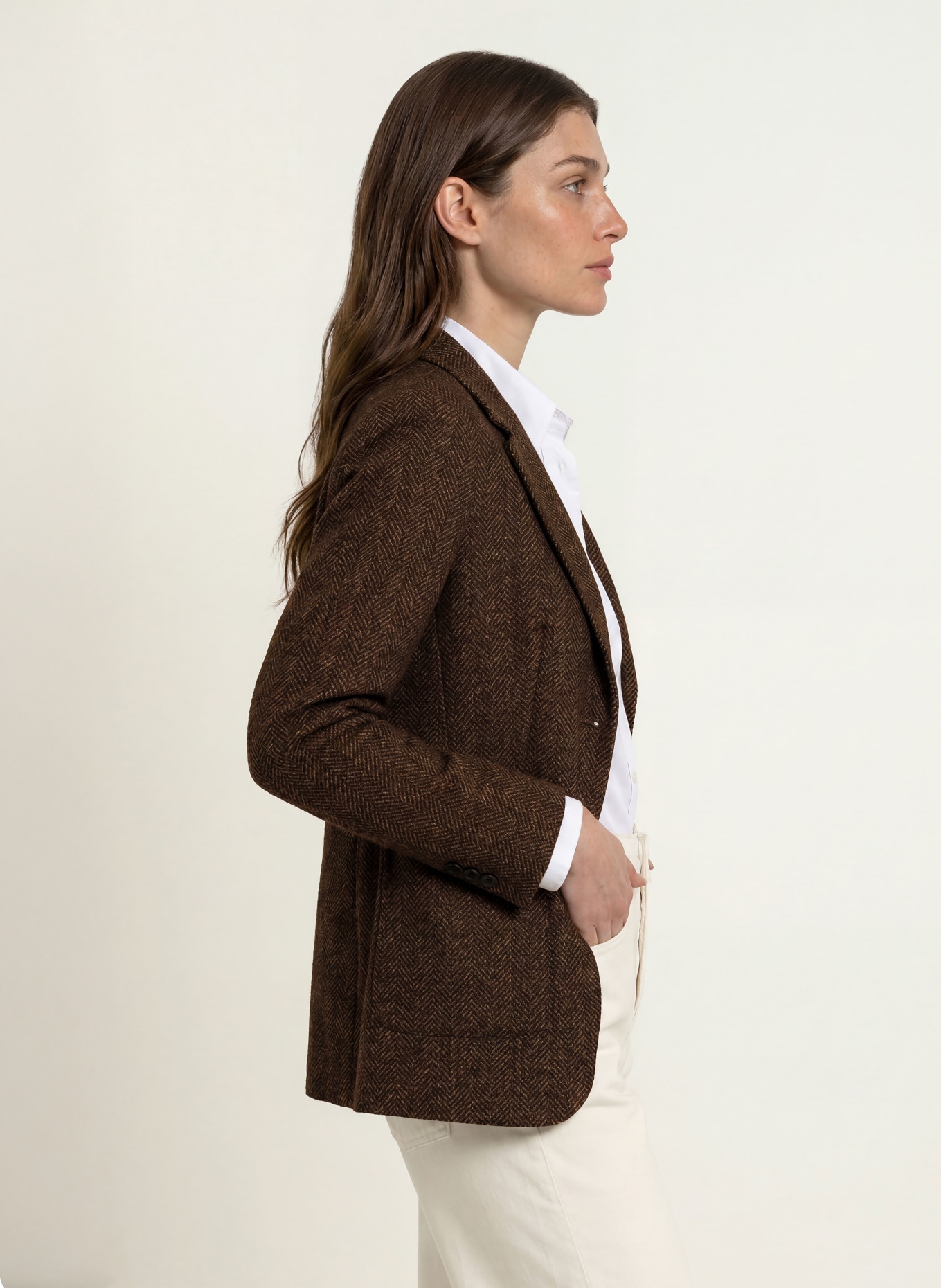 HARRIS WHARF LONDON Blazer mit Seide: DUNKELBRAUN / ORANGE / SCHWARZ
