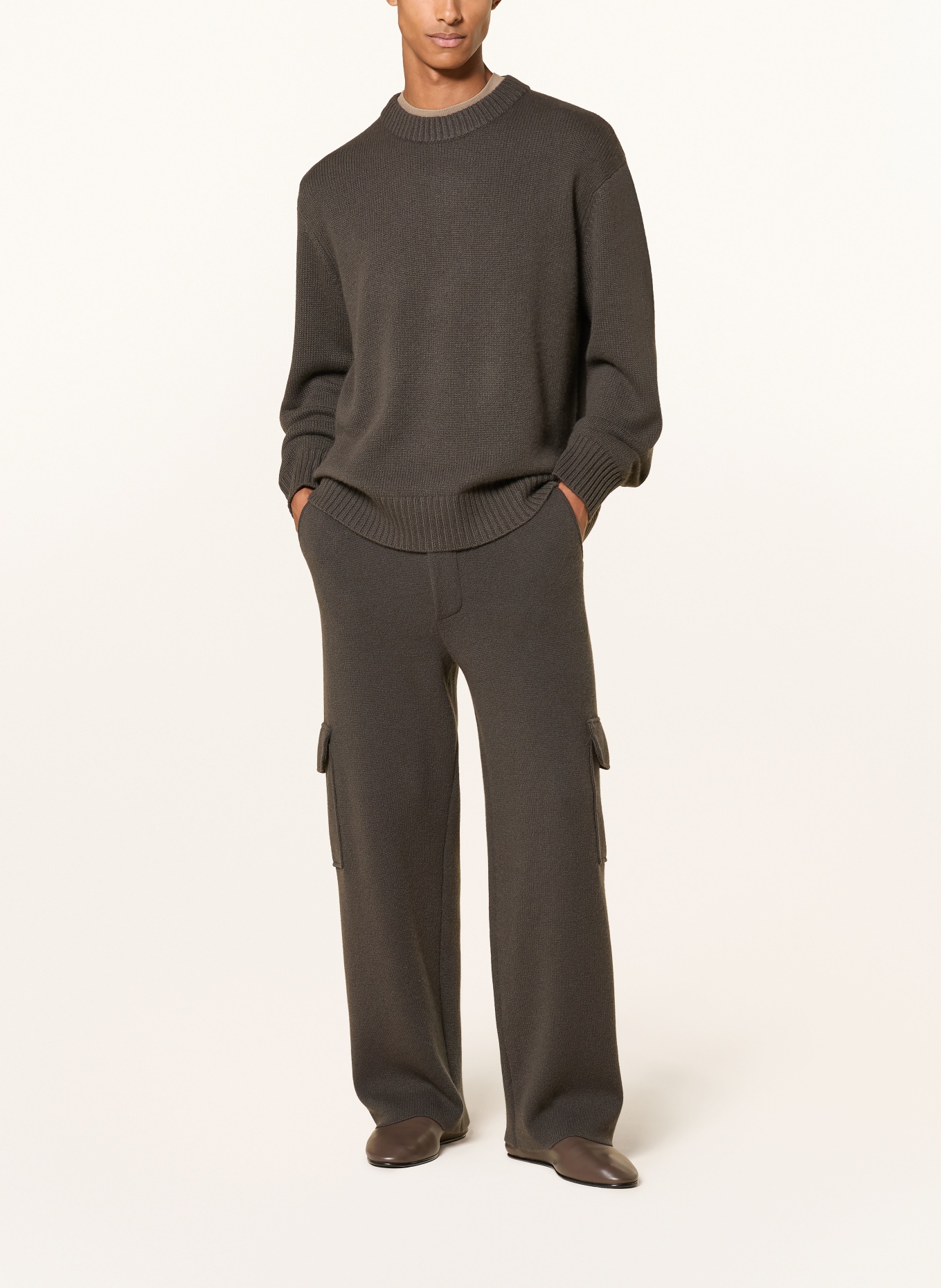 LISA YANG Gebreide broek EERO Relaxed Fit van kasjmier: MARRON FONCÉ