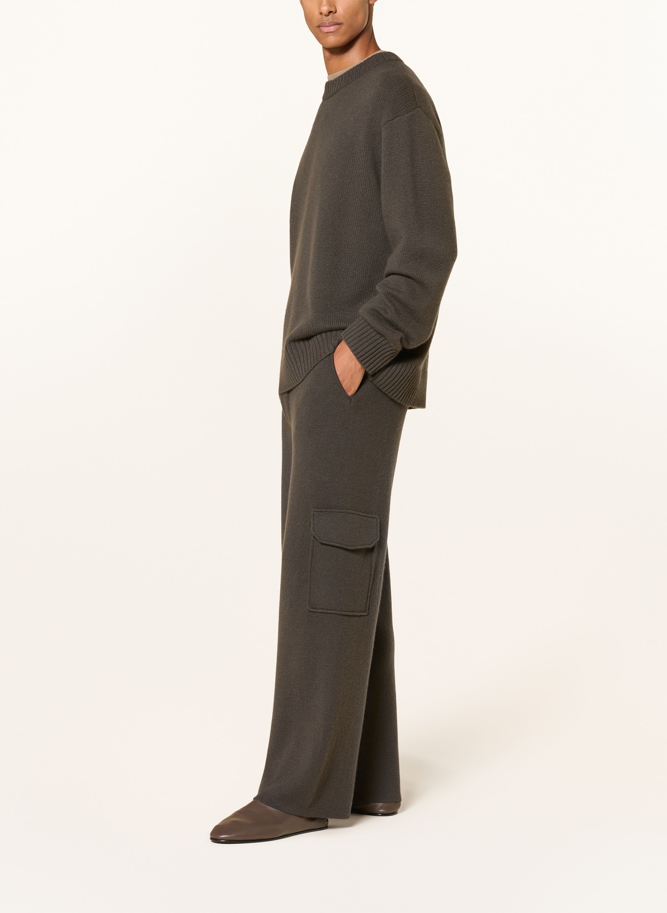 LISA YANG Gebreide broek EERO Relaxed Fit van kasjmier: MARRON FONCÉ