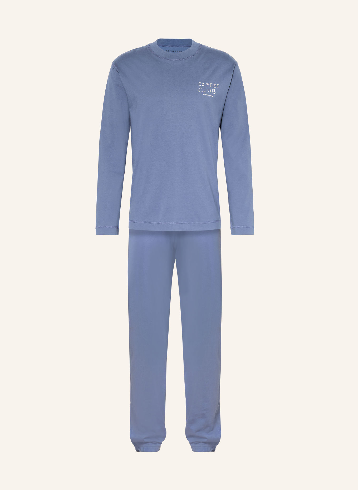 SCHIESSER Pyjama: BLAUWGRIJS / WIT