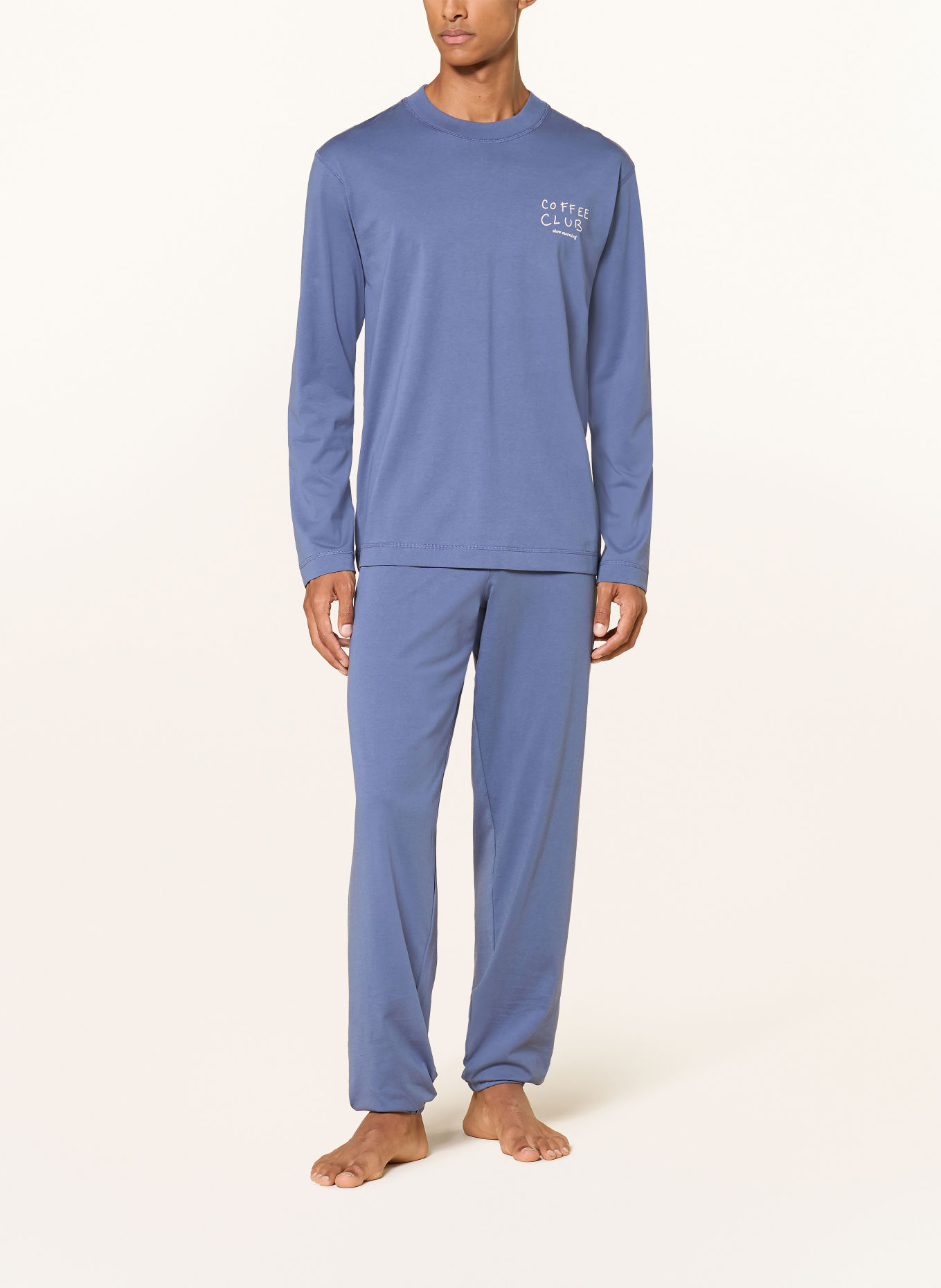 SCHIESSER Pyjama: BLAUWGRIJS / WIT