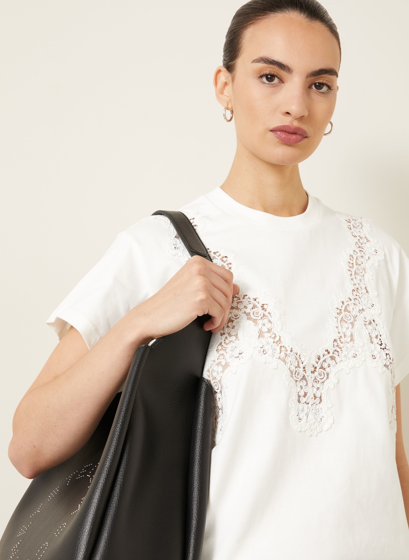 STELLA McCARTNEY T-Shirt mit Spitze: WEISS