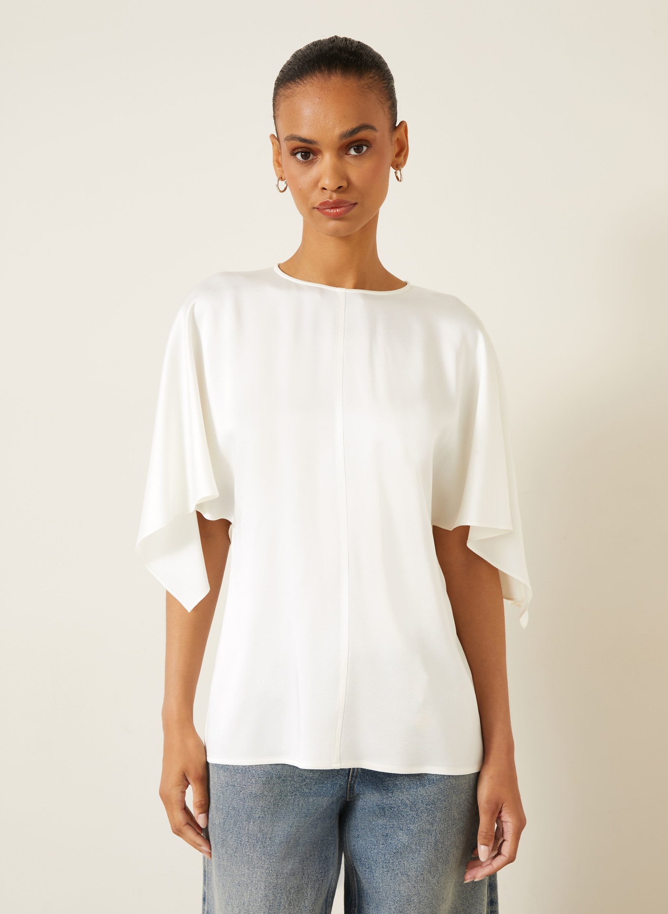 STELLA McCARTNEY Blusenshirt aus Satin: ECRU