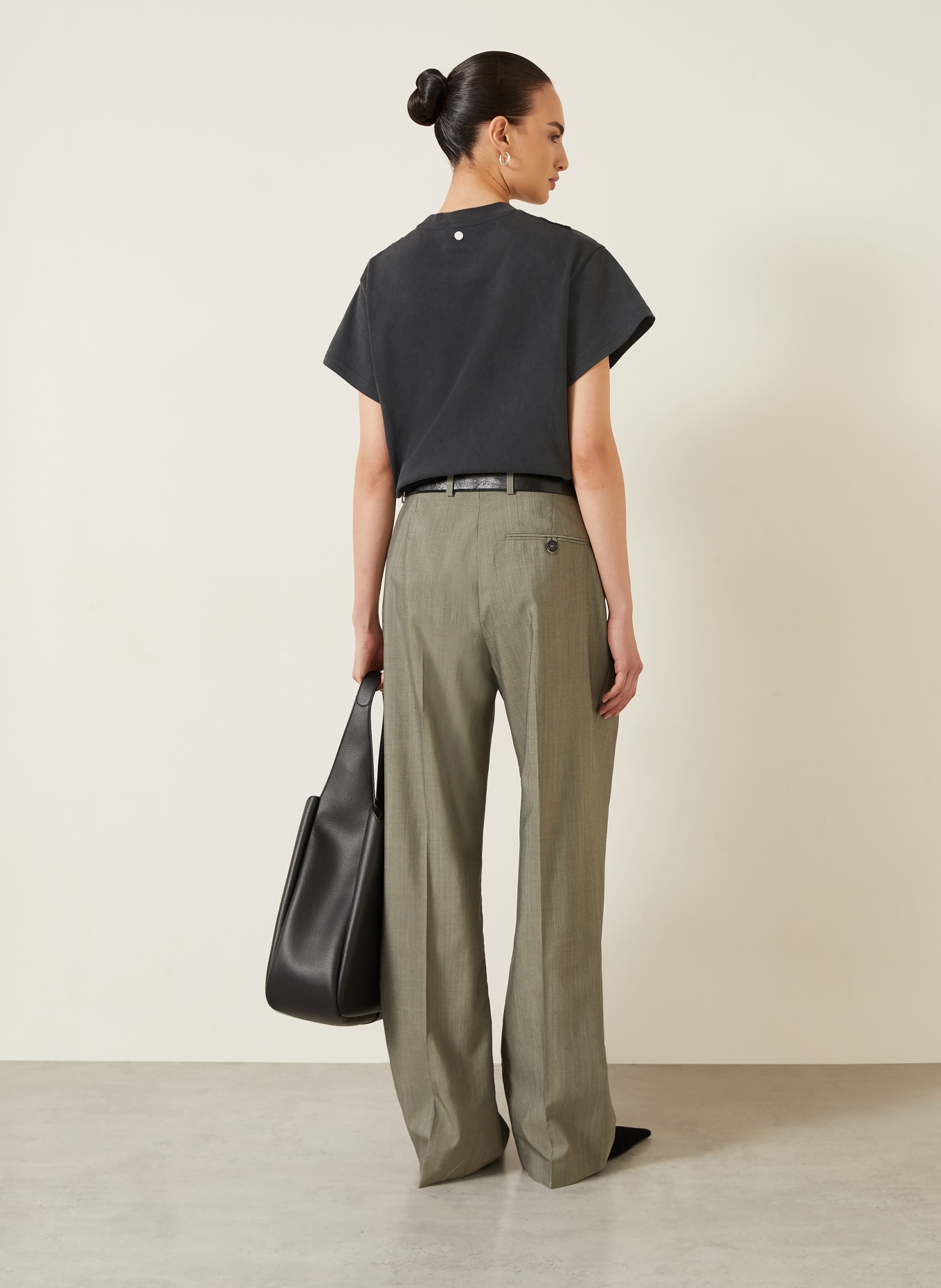 STELLA McCARTNEY T-Shirt mit Spitze: DUNKELGRAU / SCHWARZ