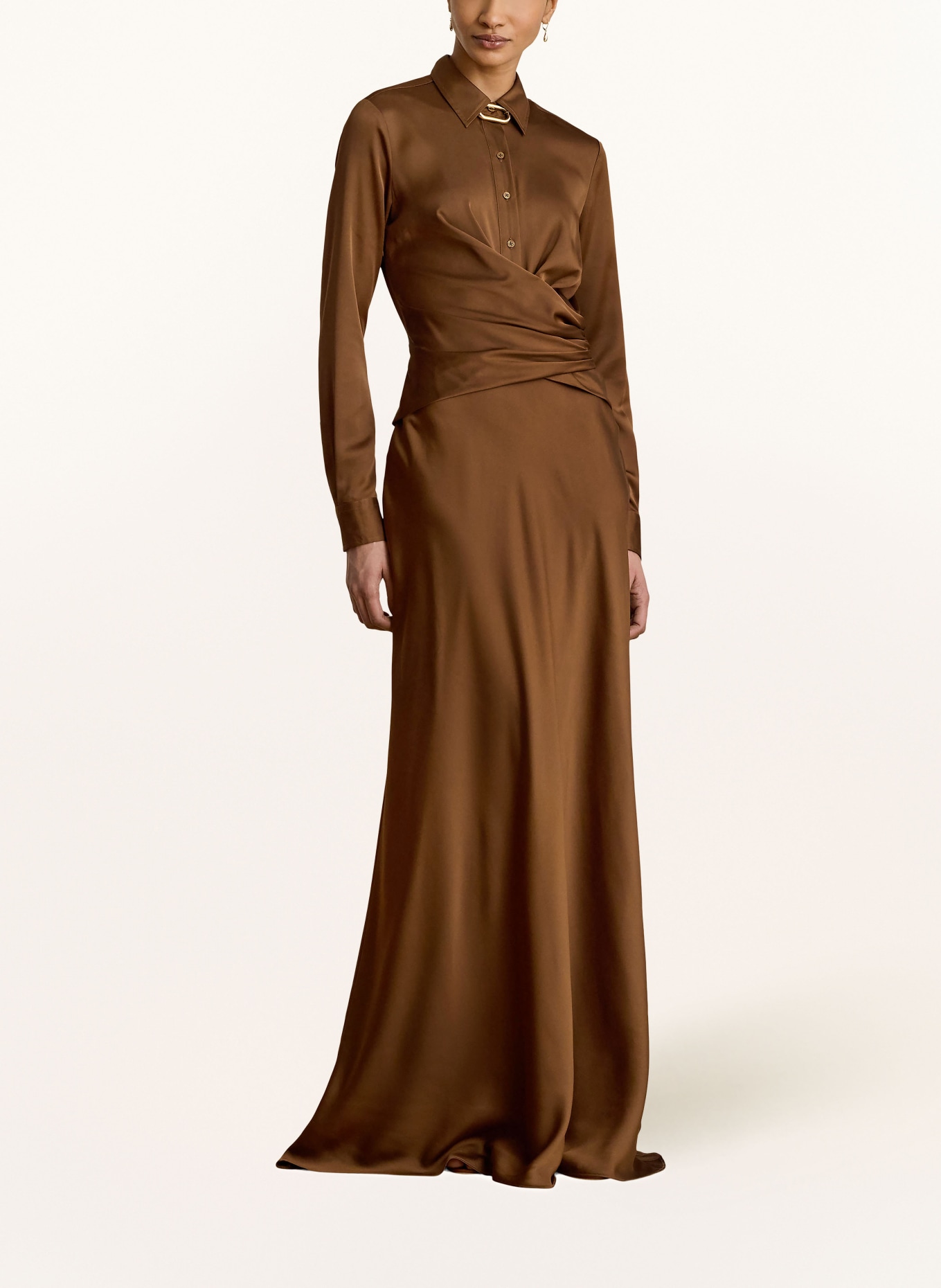 LAUREN RALPH LAUREN Satin evening dress: BROWN