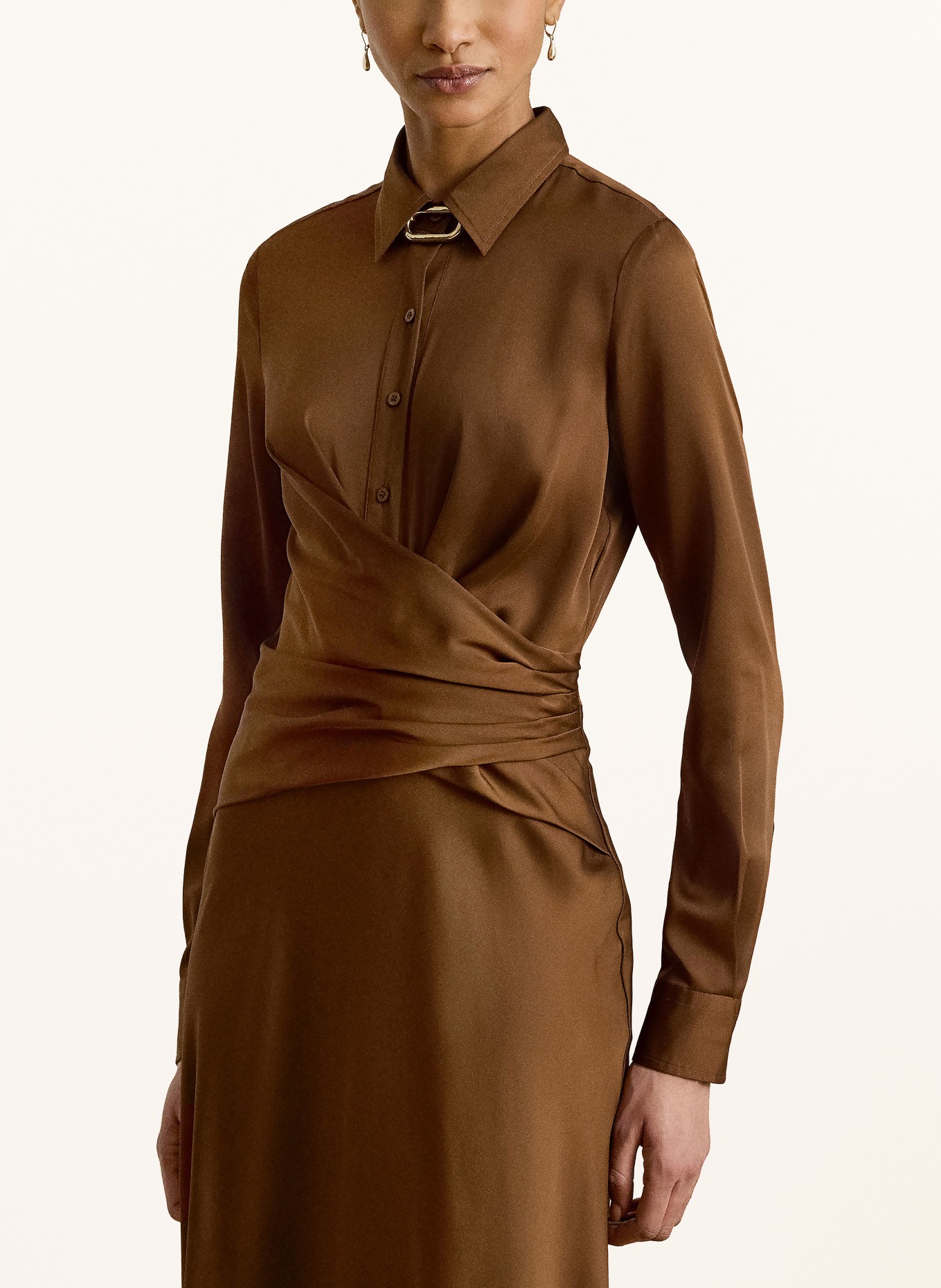 LAUREN RALPH LAUREN Satin evening dress: BROWN